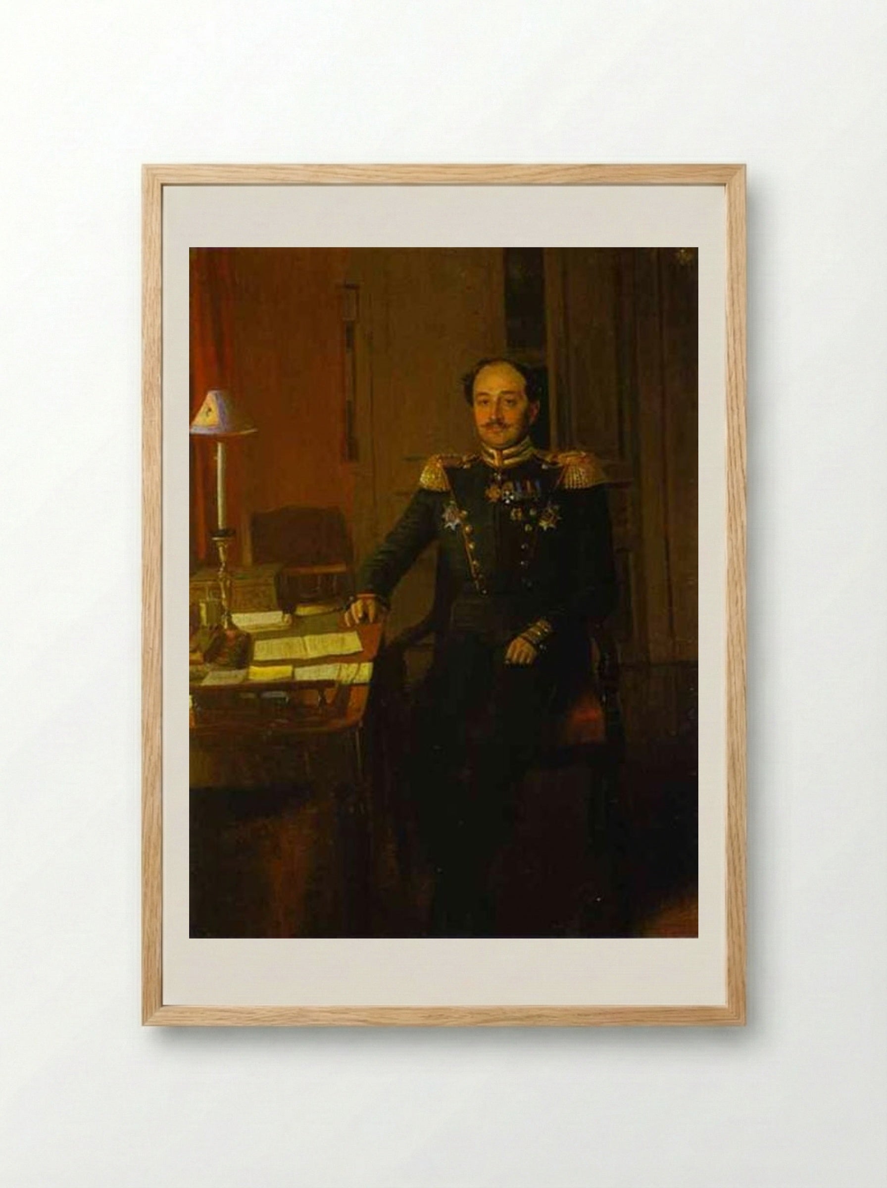Portrait of P. P. Zhdanovich - Pavel Fedotov - Framed Print Wood