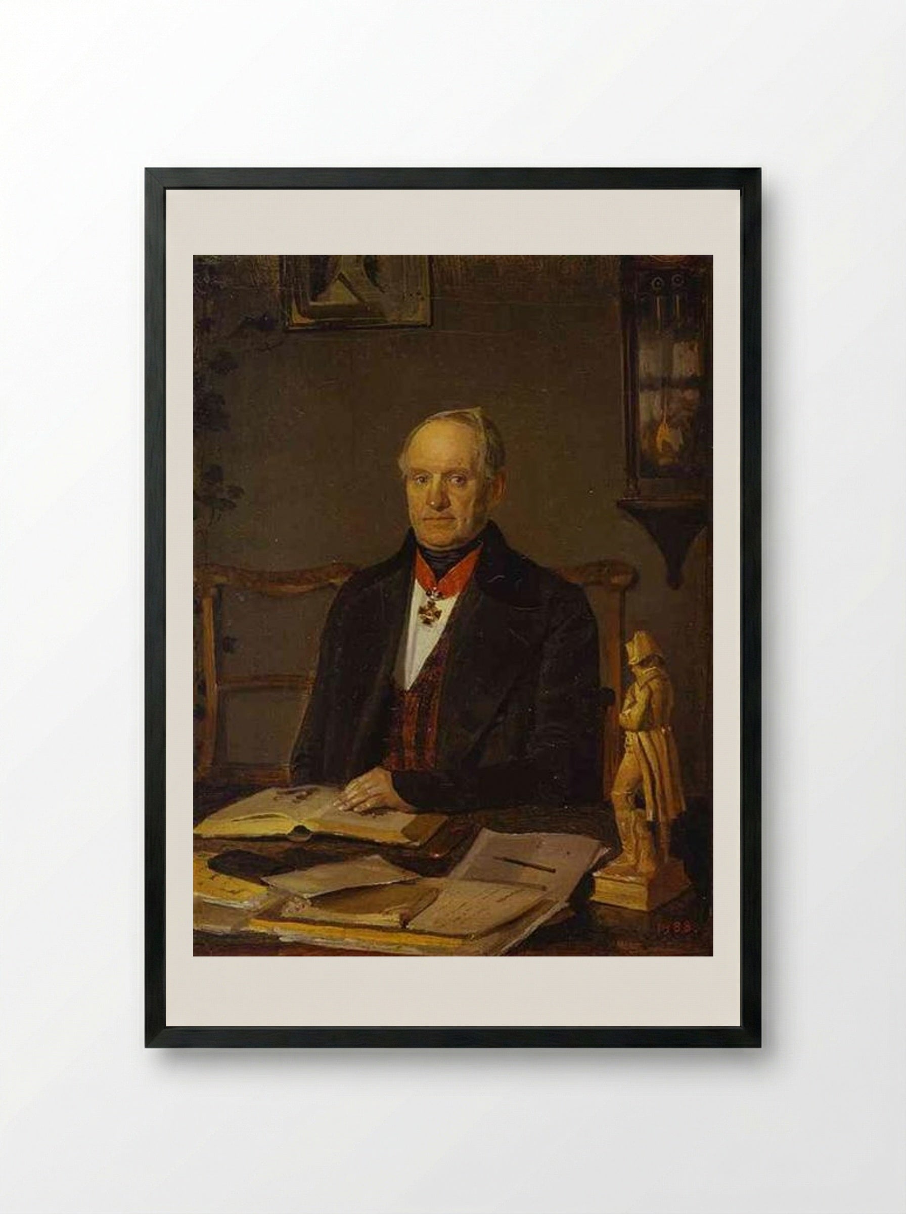 Portrait of P. V. Zhdanovich - Pavel Fedotov - Framed Print Black