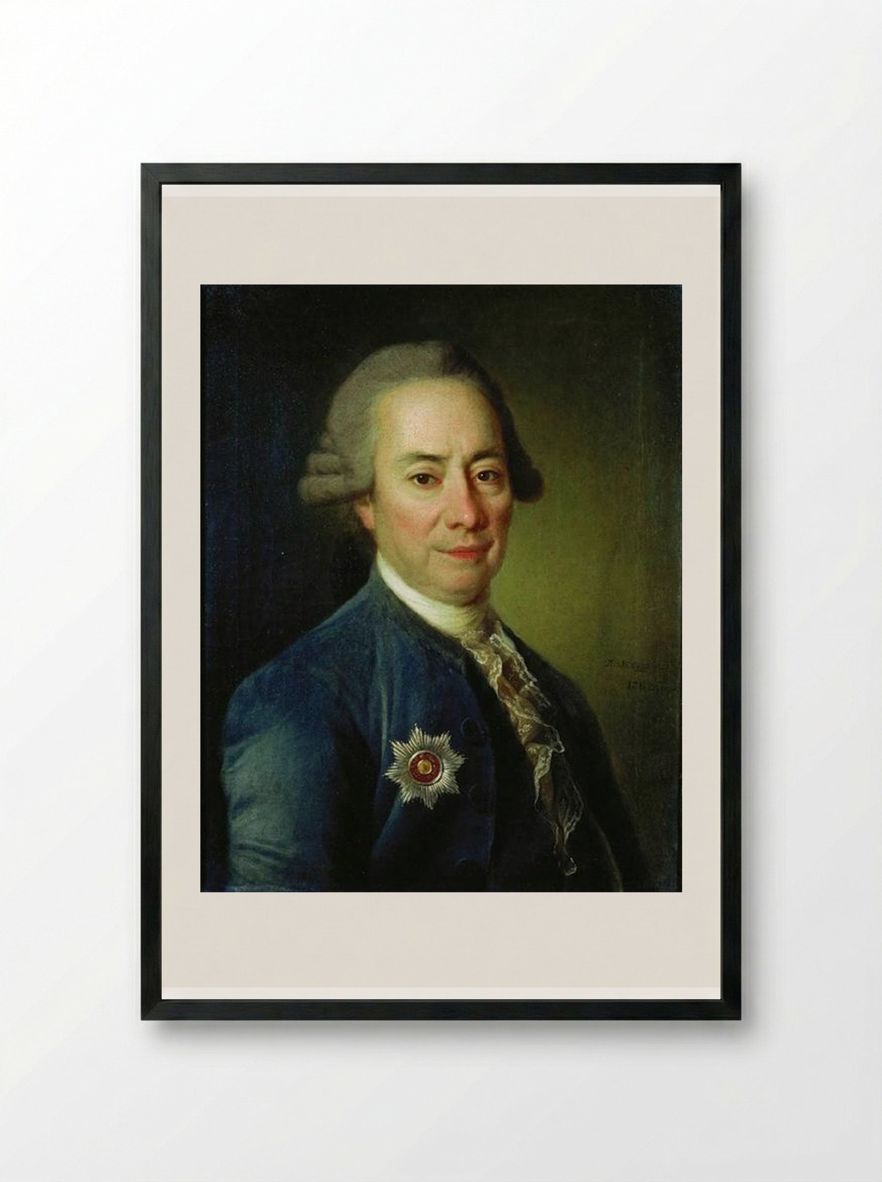 Portrait of P. V. Bakunin - Dmitry Levitzky - Framed Print Black