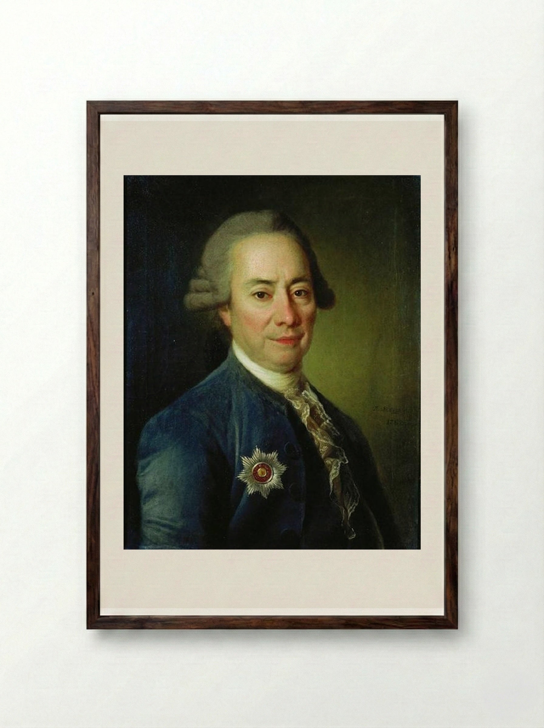 Portrait of P. V. Bakunin - Dmitry Levitzky - Framed Print Dark Wood