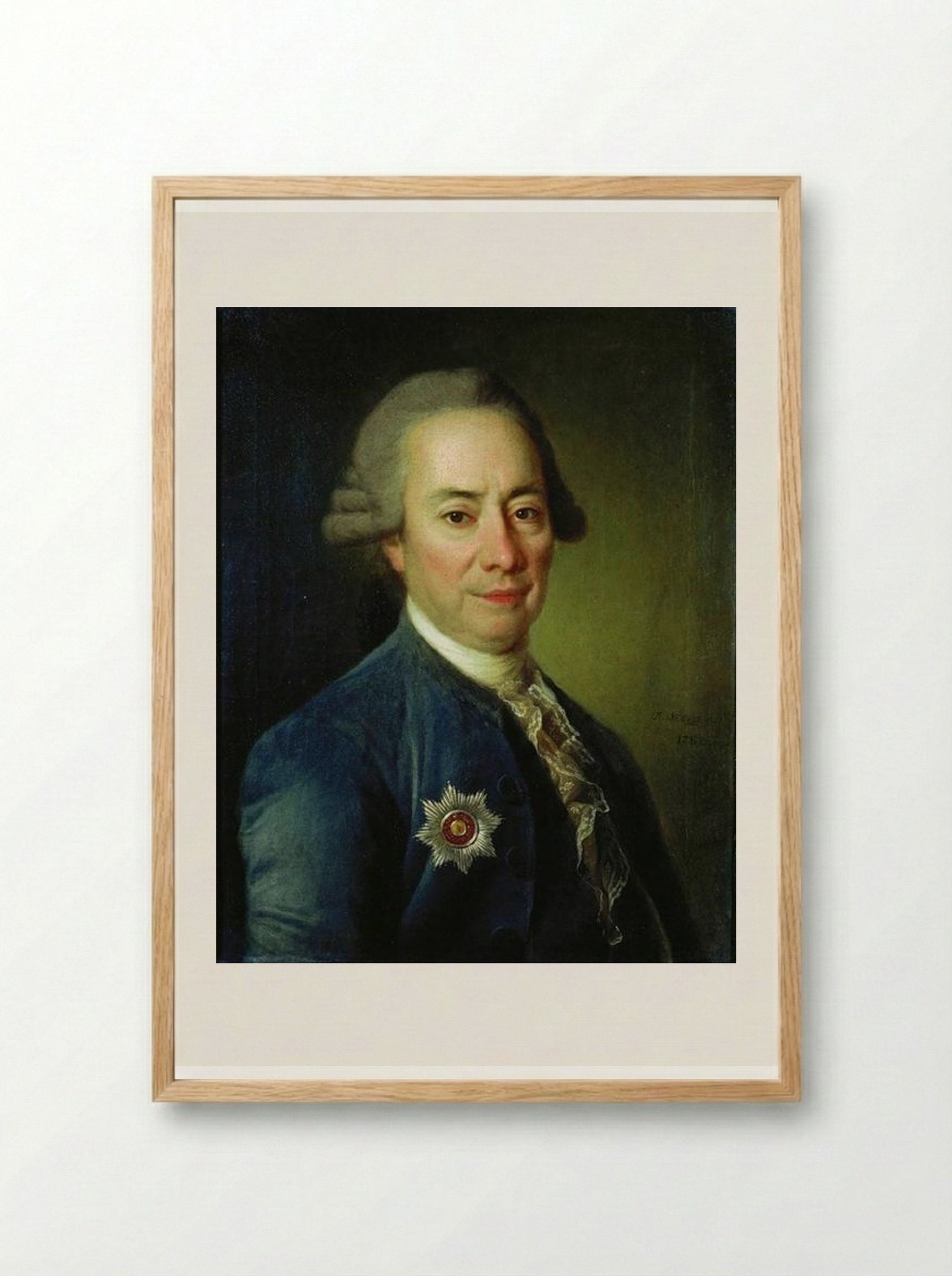 Portrait of P. V. Bakunin - Dmitry Levitzky - Framed Print Wood