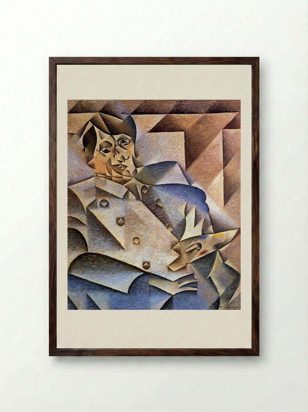 Portrait of Pablo Picasso - Juan Gris - Framed Print Dark Wood