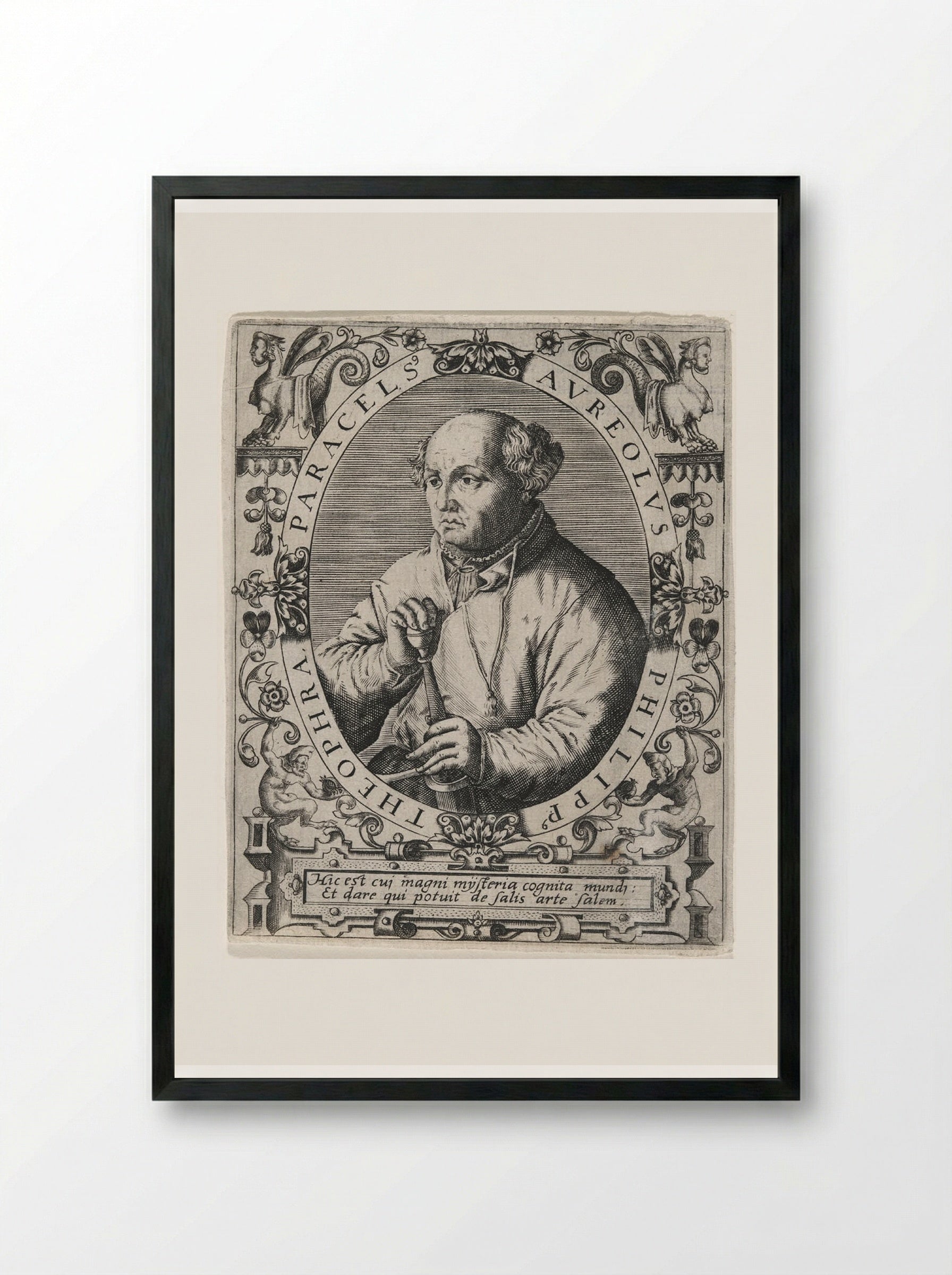 Portrait of Paracelsus - Theodor de Bry - Framed Print Black
