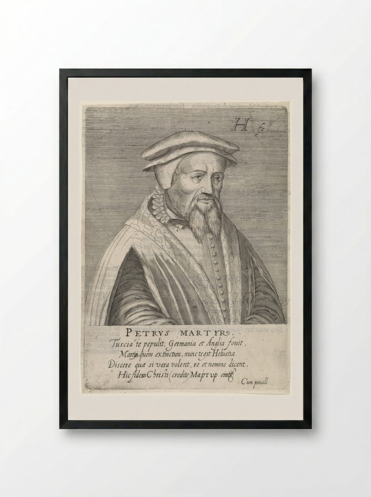 Portrait of Peter Martyr Vermigli - Hendrick Hondius (I) - Framed Print Black