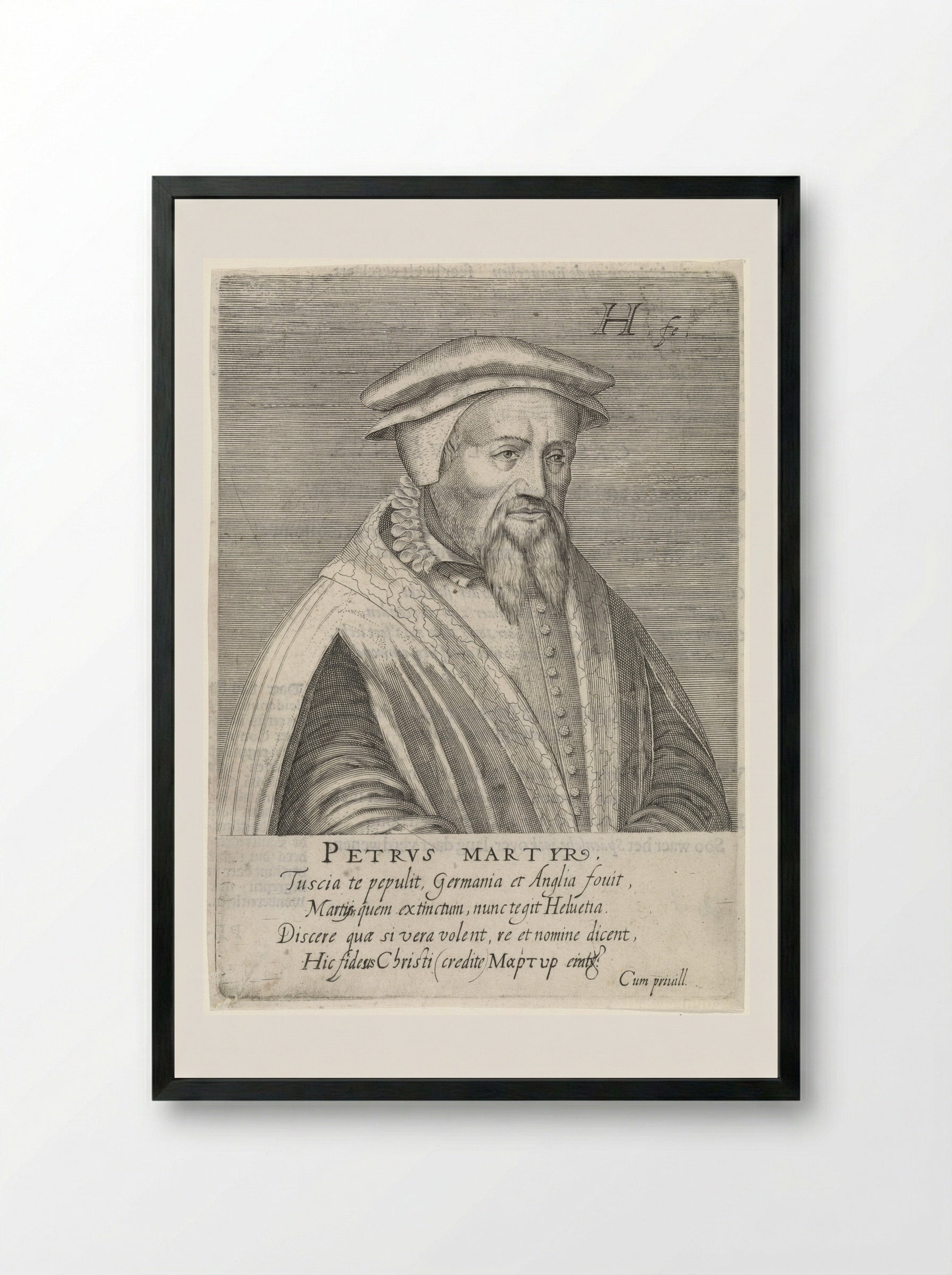Portrait of Peter Martyr Vermigli - Hendrick Hondius (I) - Framed Print Black