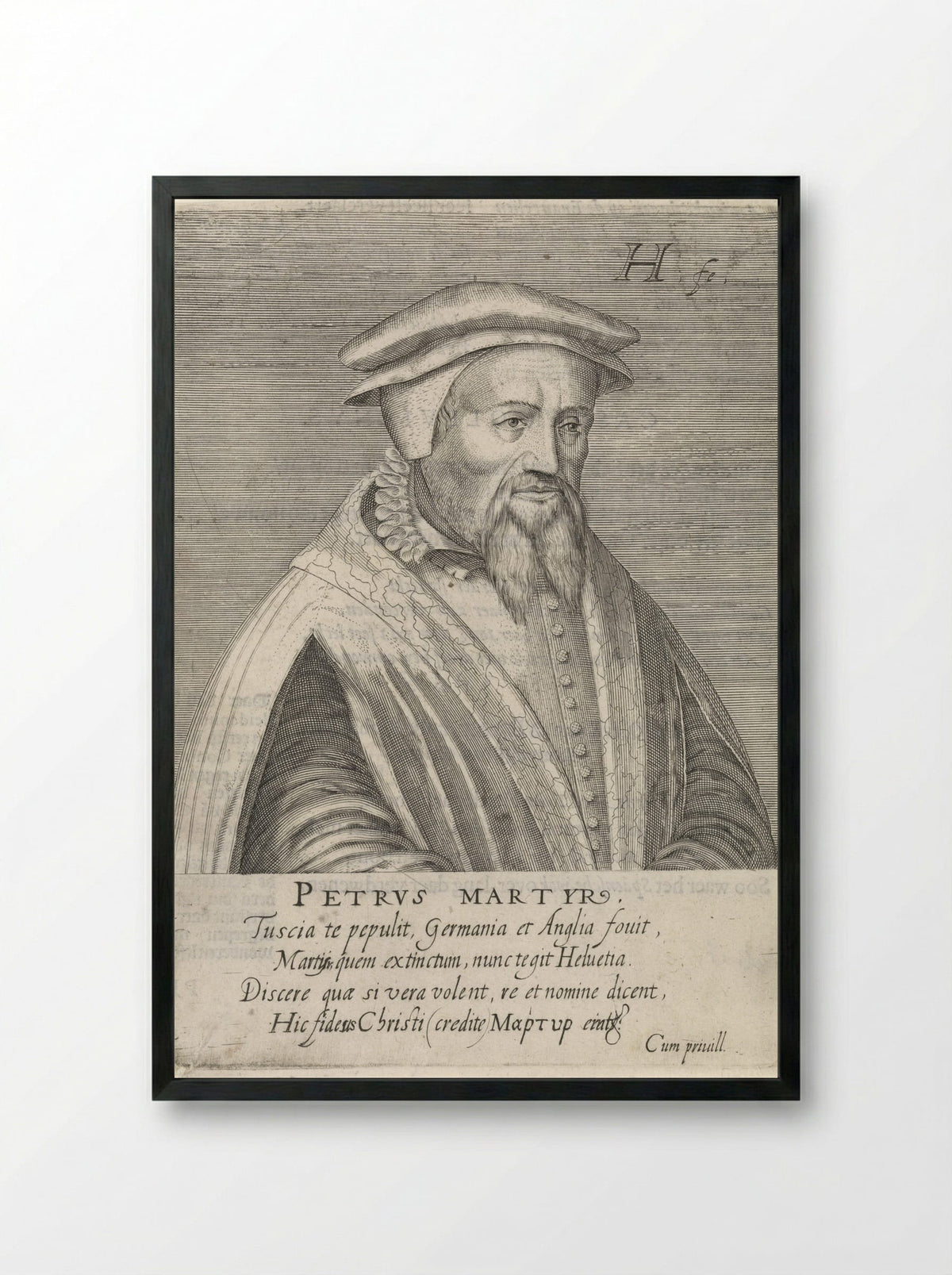 Portrait of Peter Martyr Vermigli - Hendrick Hondius (I) - Framed Print Black