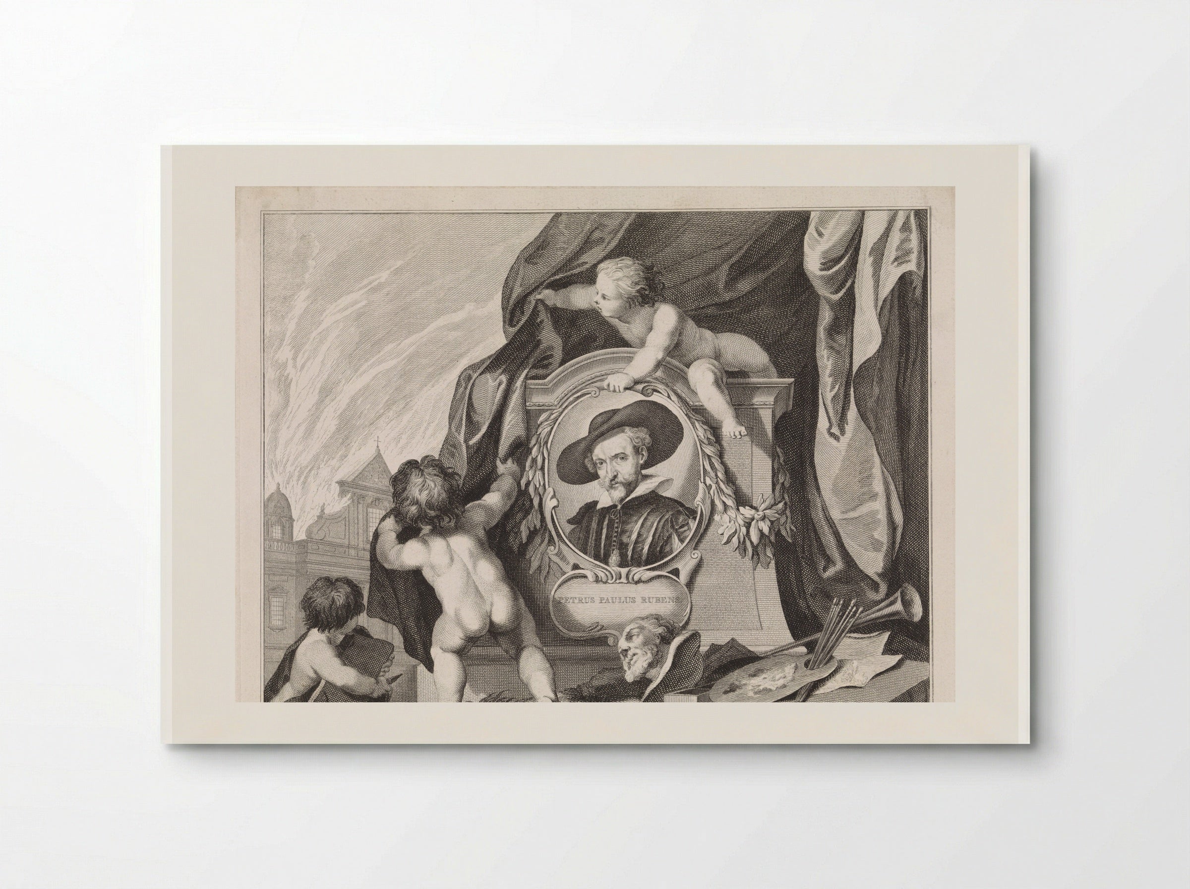 Portrait of Peter Paul Rubens in a Medallion with Putti and Artist Attributes - Jan Punt - Poster