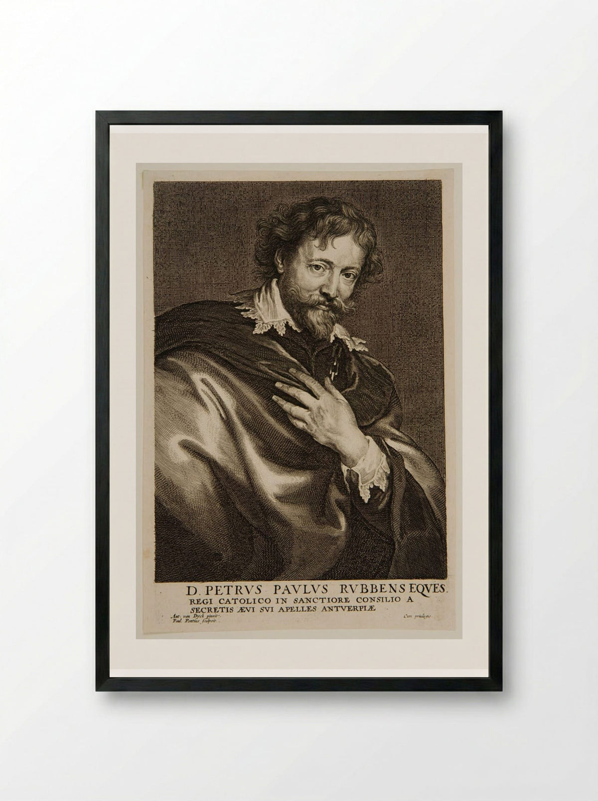 Portrait of Peter Paul Rubens - Paulus Pontius - Framed Print Black