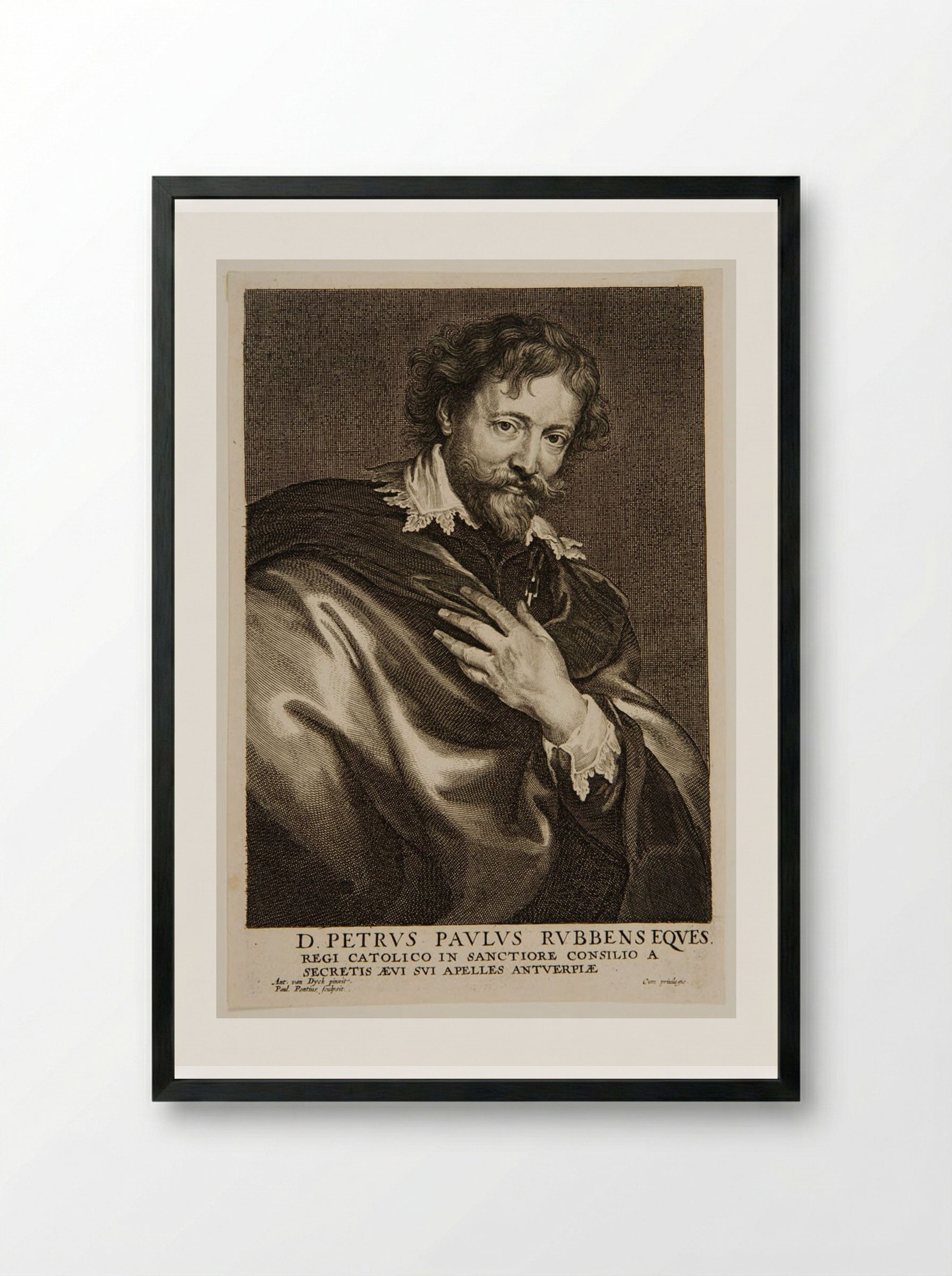 Portrait of Peter Paul Rubens - Paulus Pontius - Framed Print Black