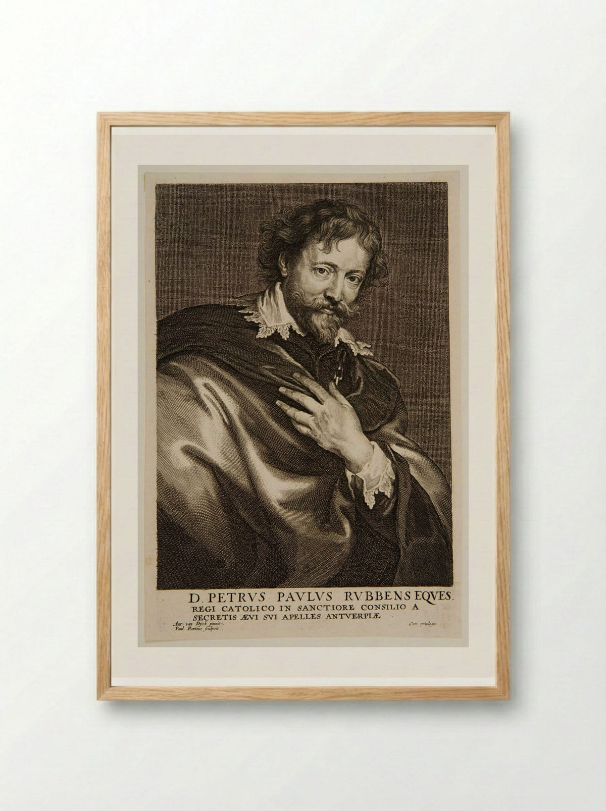 Portrait of Peter Paul Rubens - Paulus Pontius - Framed Print Wood