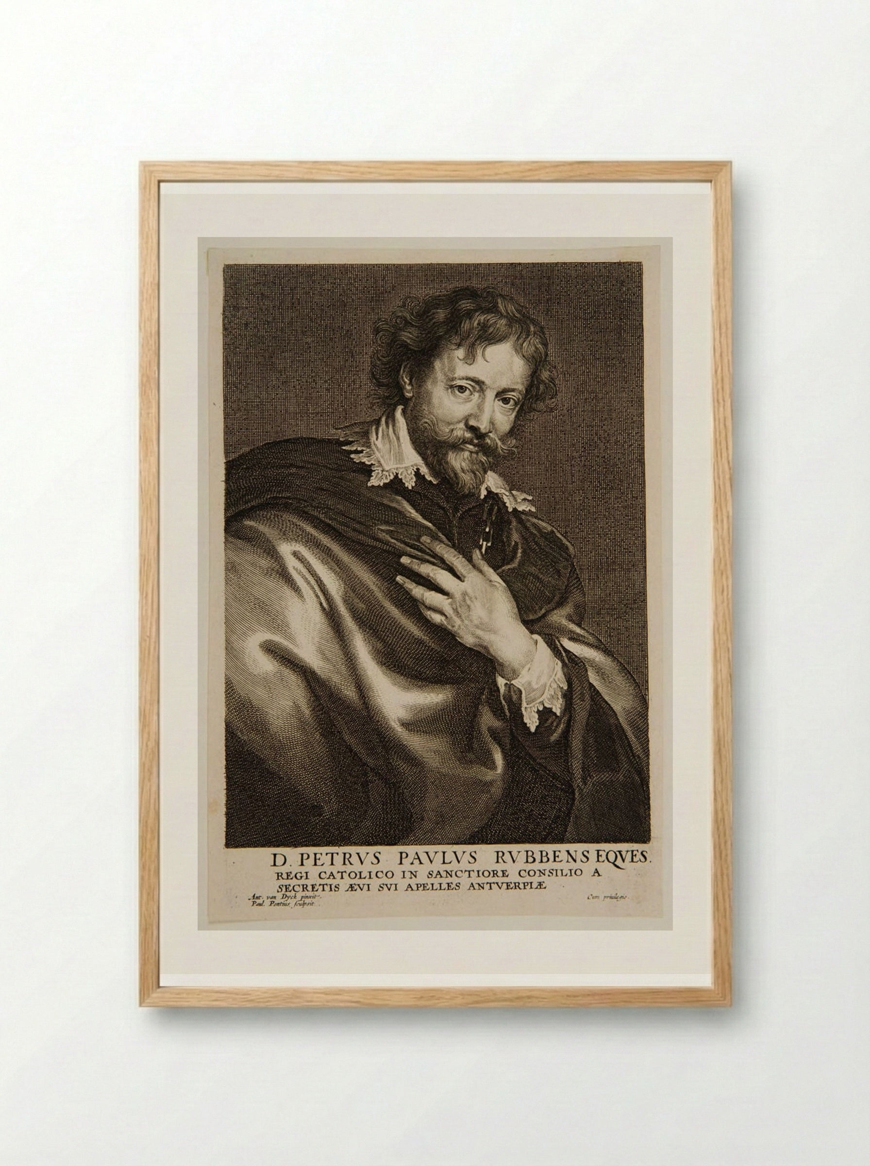Portrait of Peter Paul Rubens - Paulus Pontius - Framed Print Wood
