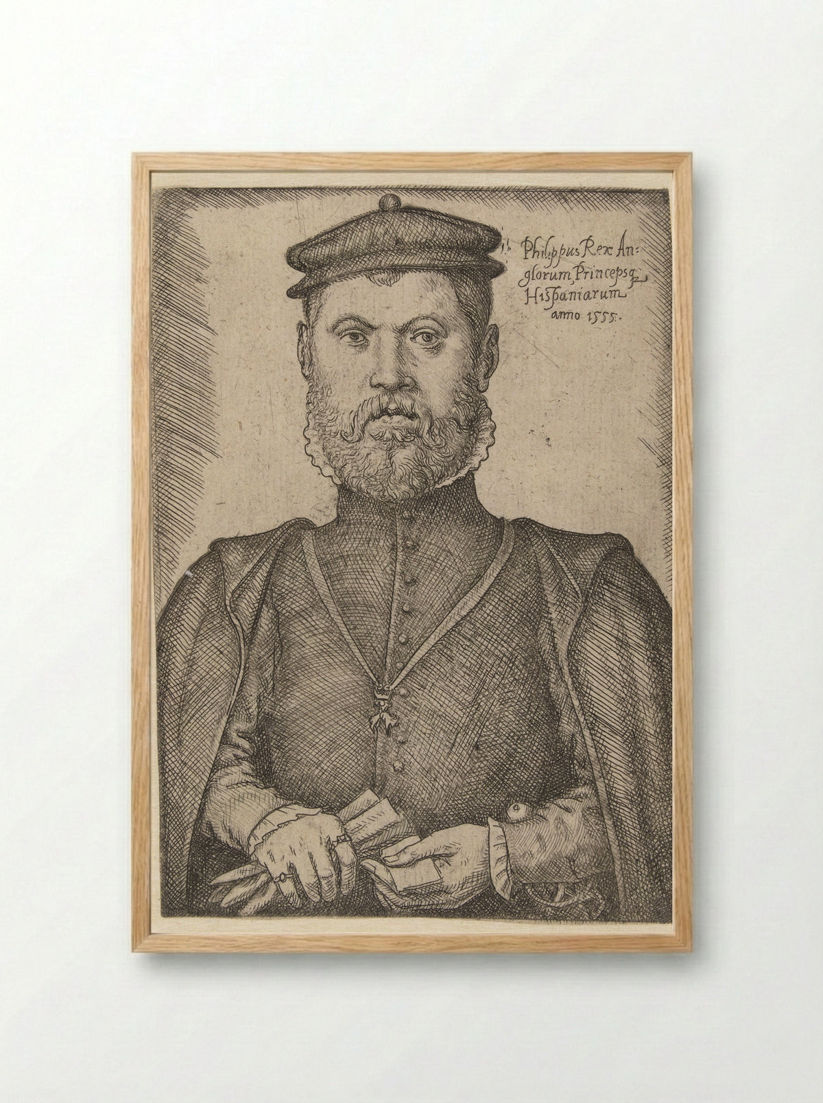 Portrait of Philip II of Spain - Jan Cornelisz. Vermeyen - Framed Print Wood