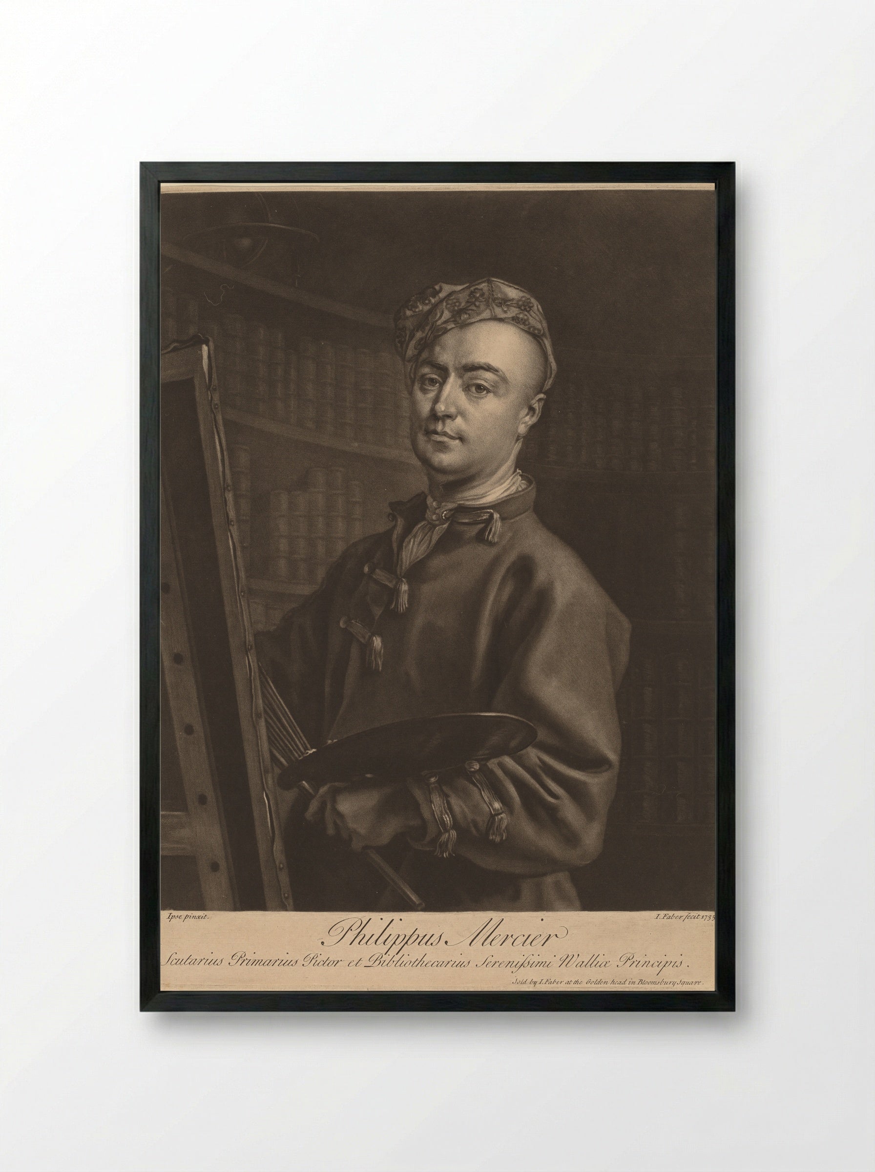 Portrait of Philippe Mercier - John Faber the Younger - Framed Print Black