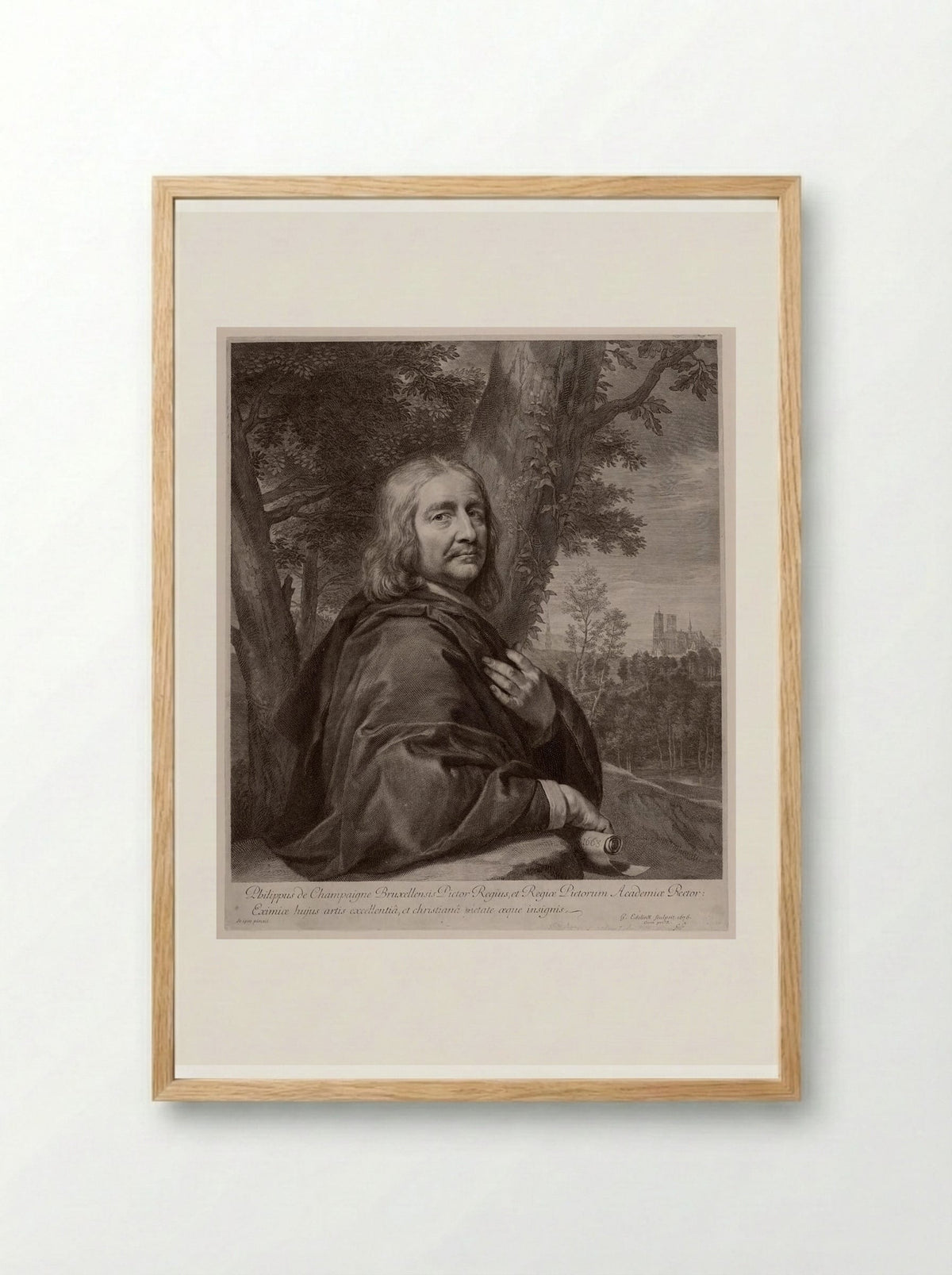 Portrait of Philippe de Champaigne - Gérard Edelinck - Framed Print Wood