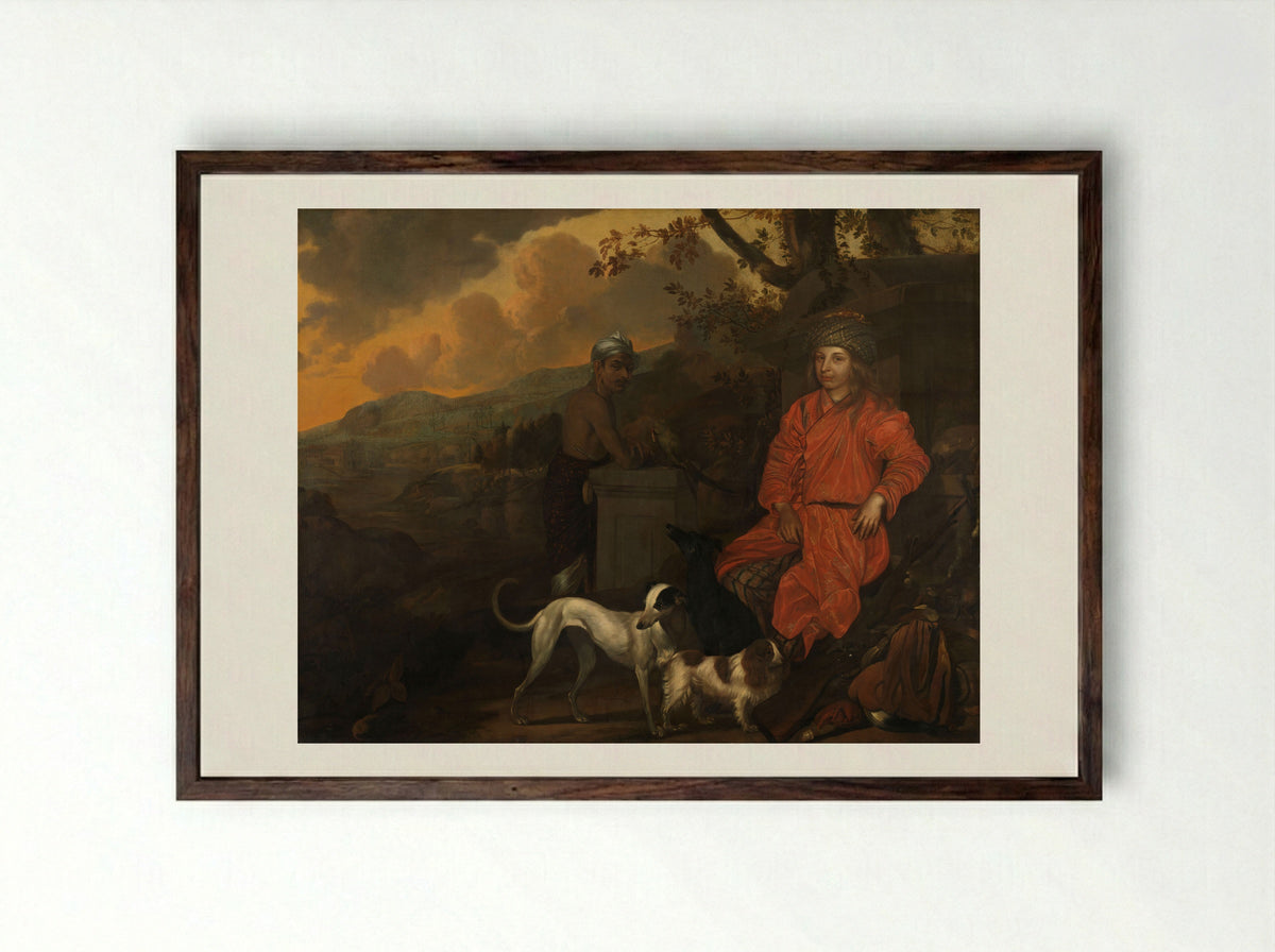 Portrait of Philippus Baldaeus and Gerrit Mossopotam - Johan de la Rocquette - Framed Print Dark Wood