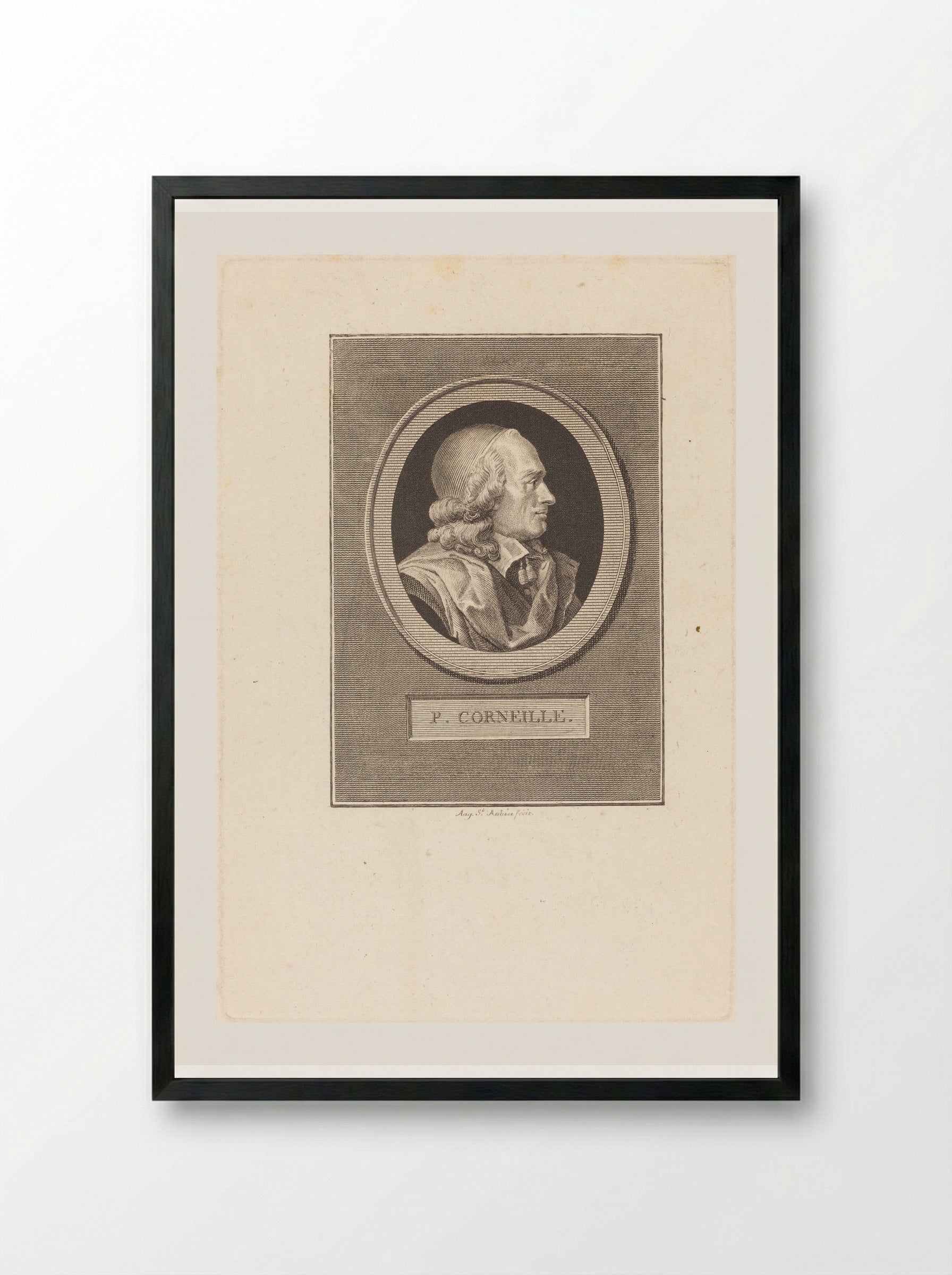 Portrait of Pierre Corneille - Augustin de Saint-Aubin - Framed Print Black