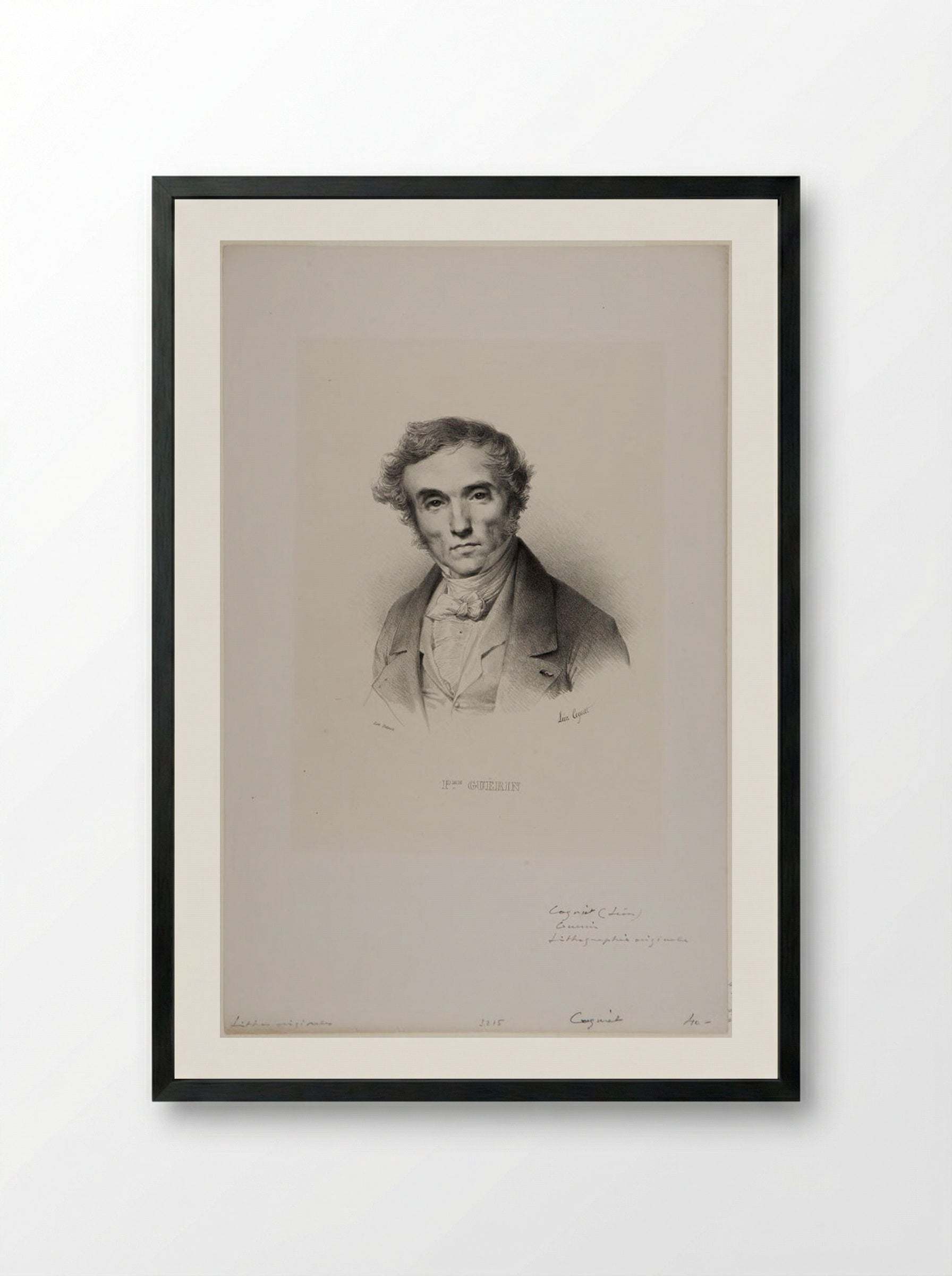 Portrait of Pierre-Narcisse Guérin - Léon Cogniet - Framed Print Black