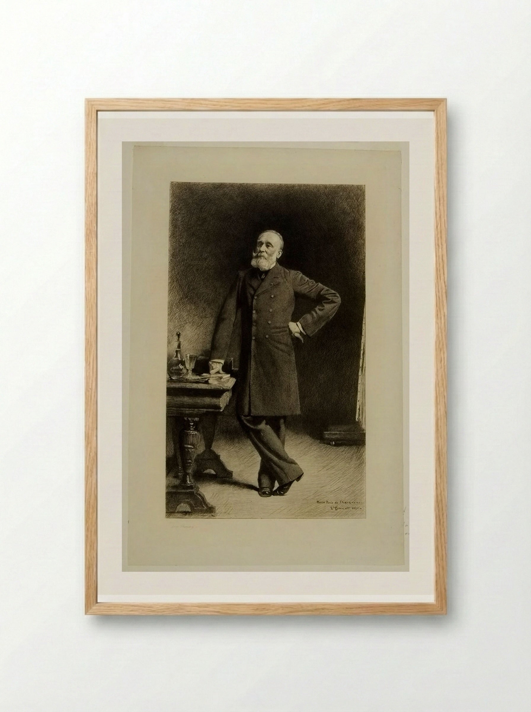 Portrait of Pierre Puvis de Chavannes - Léopold Flameng - Framed Print Wood