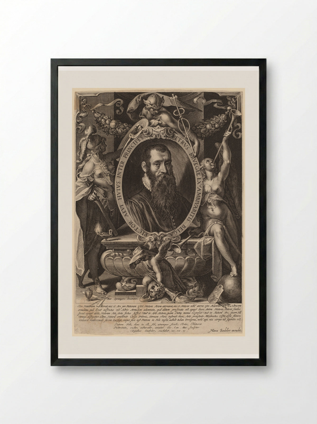 Portrait of Pieter Brueghel the Younger - Aegidius Sadeler II - Framed Print Black