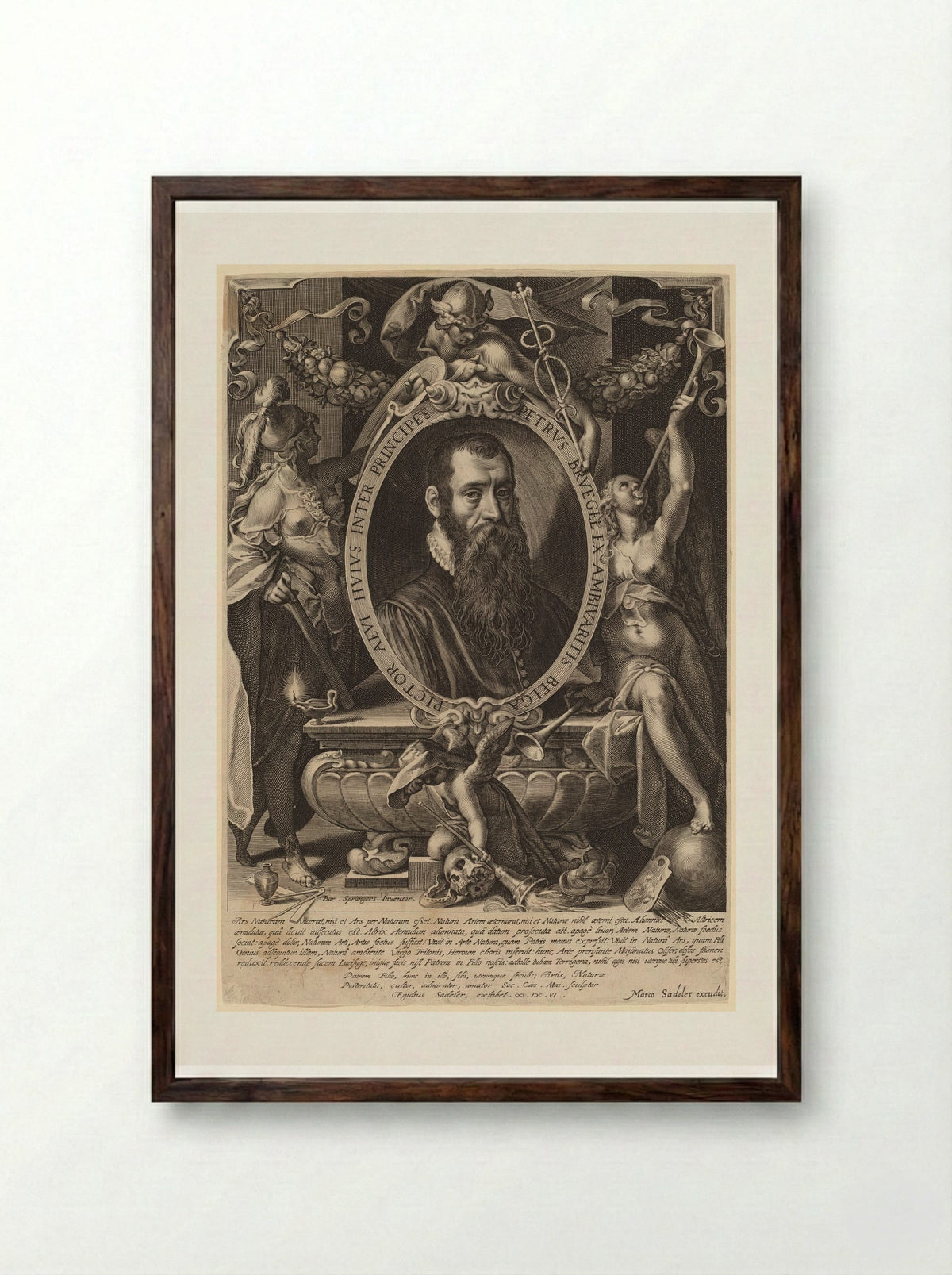 Portrait of Pieter Brueghel the Younger - Aegidius Sadeler II - Framed Print Dark Wood