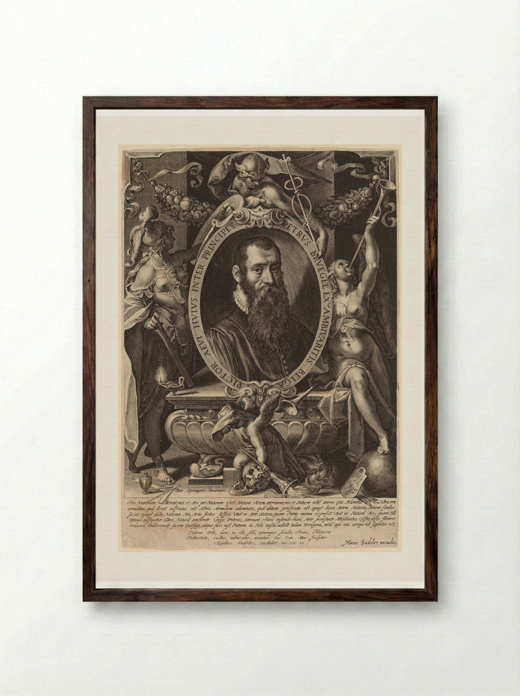 Portrait of Pieter Brueghel the Younger - Aegidius Sadeler II - Framed Print Dark Wood