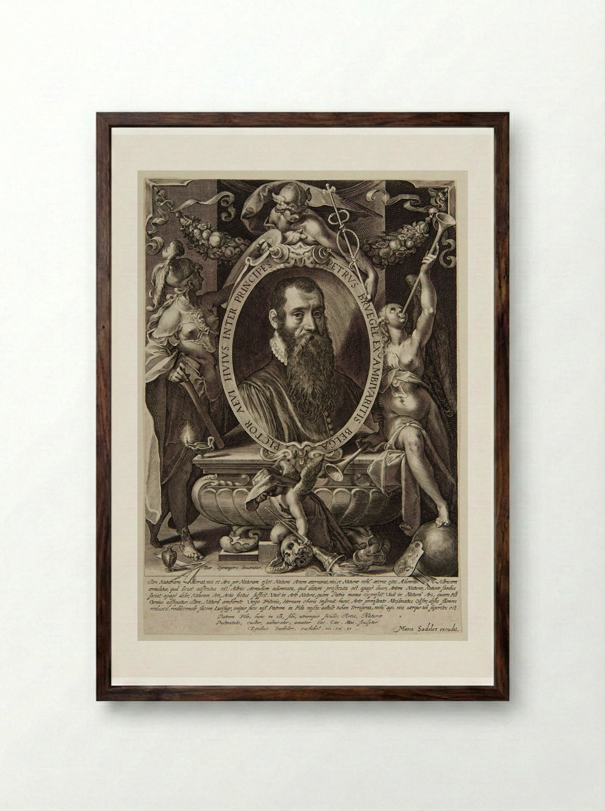 Portrait of Pieter Brueghel the Younger - Aegidius Sadeler II - Framed Print Dark Wood