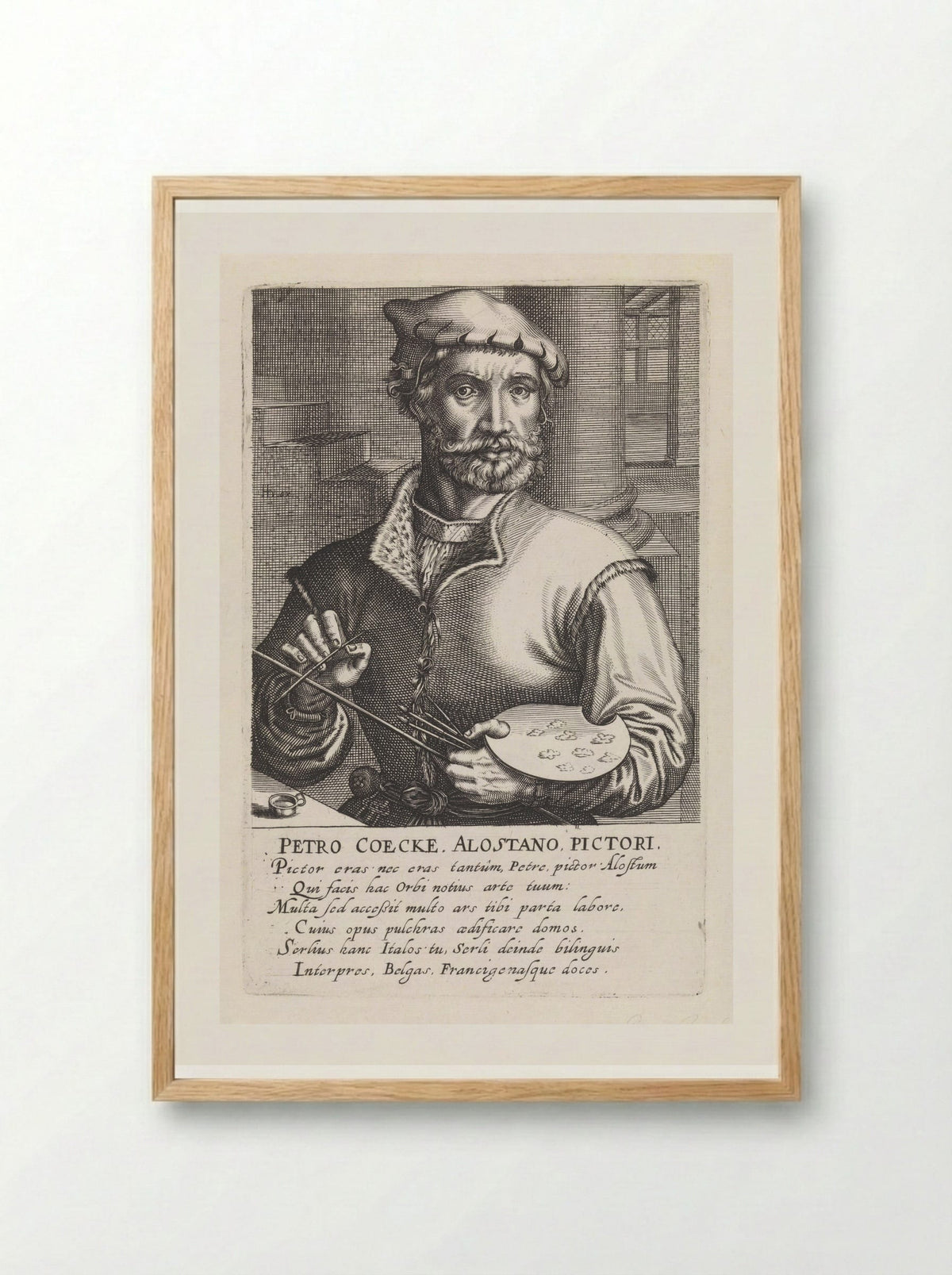 Portrait of Pieter Coecke van Aelst - Hendrick Hondius (I) - Framed Print Wood
