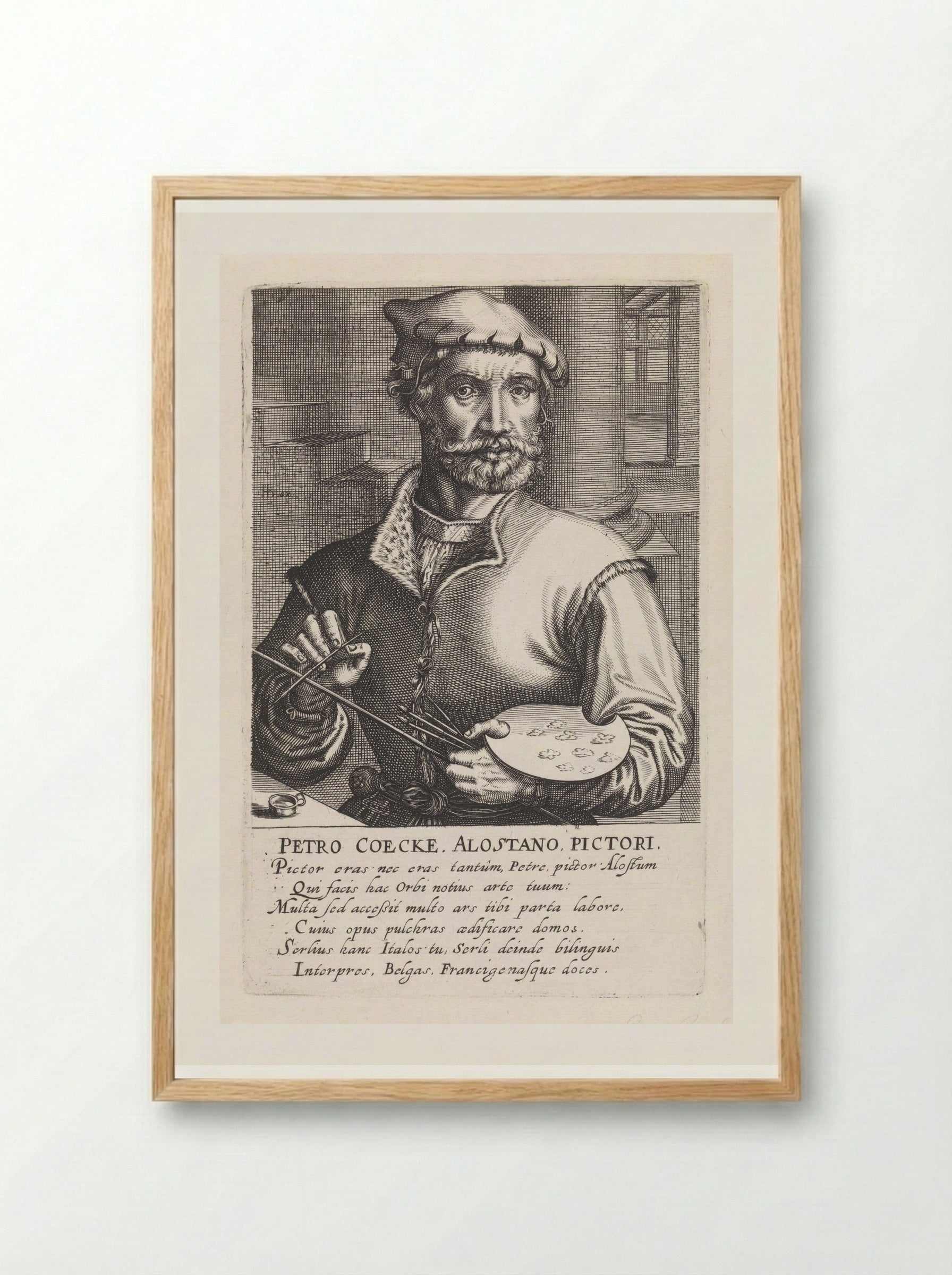 Portrait of Pieter Coecke van Aelst - Hendrick Hondius (I) - Framed Print Wood