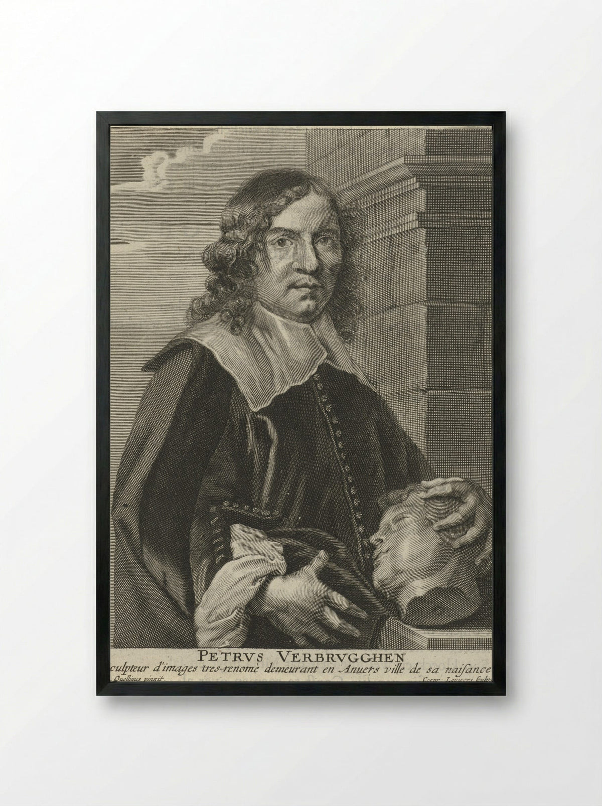 Portrait of Pieter Verbruggen (I) - Coenraad Lauwers - Framed Print Black