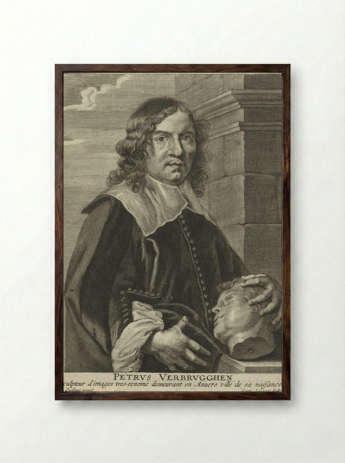 Portrait of Pieter Verbruggen (I) - Coenraad Lauwers - Framed Print Dark Wood