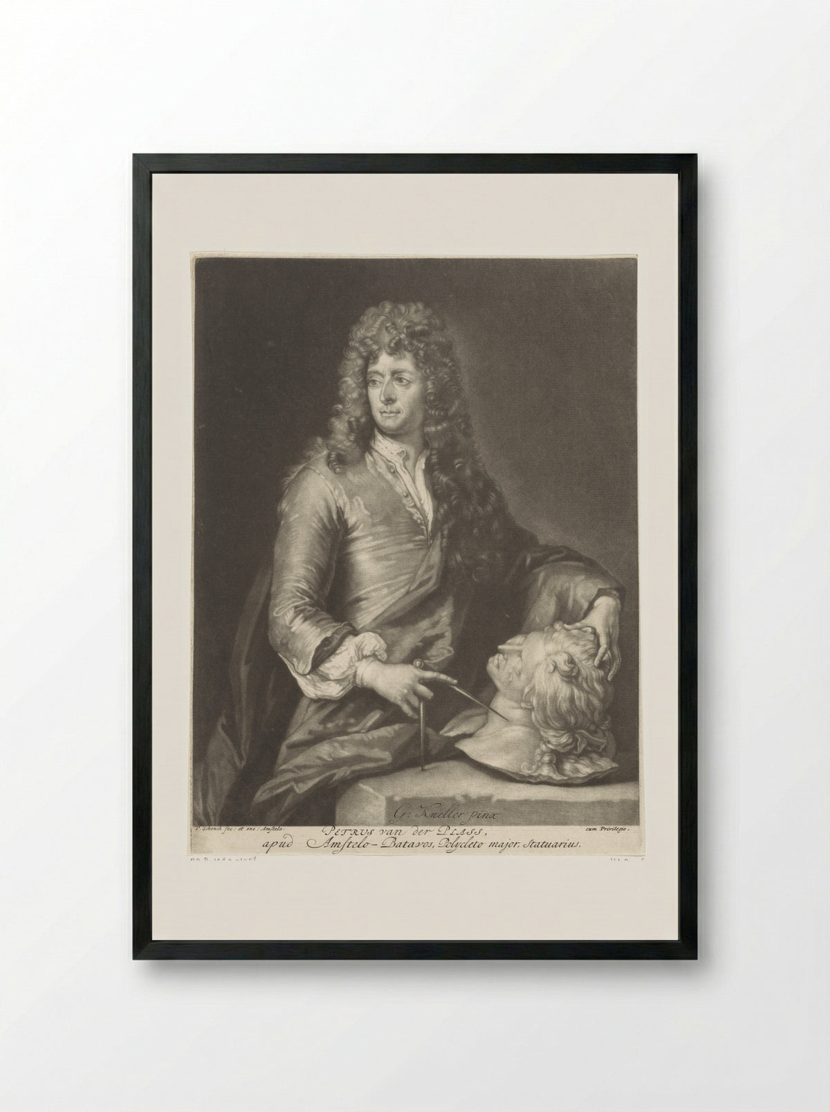 Portrait of Pieter van der Plas (II) - Pieter Schenk - Framed Print Black