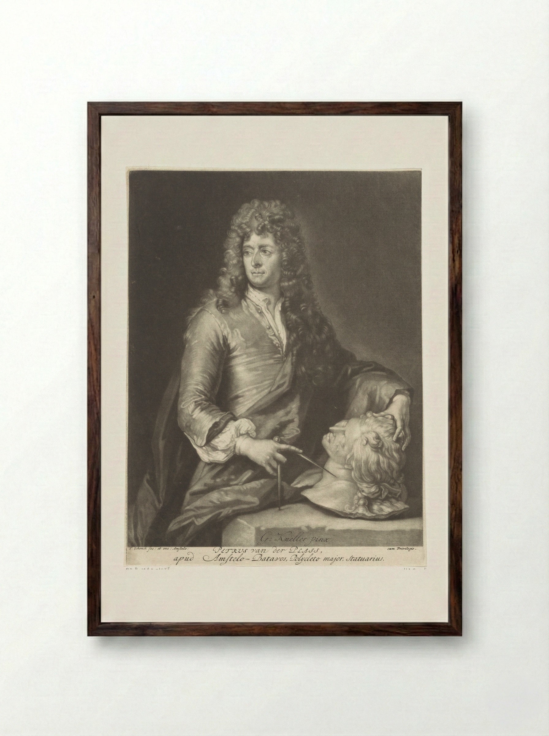 Portrait of Pieter van der Plas (II) - Pieter Schenk - Framed Print Dark Wood