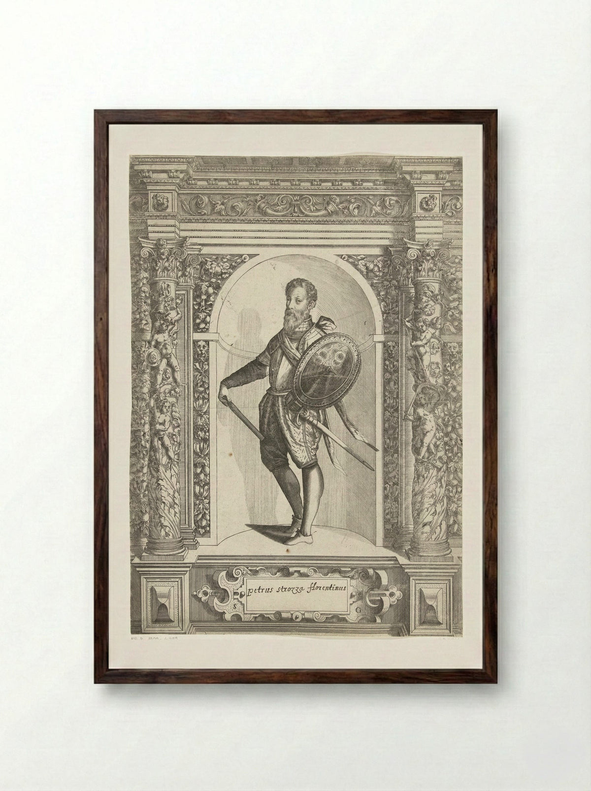 Portrait of Pietro Strozzi - Dominicus Custos - Framed Print Dark Wood