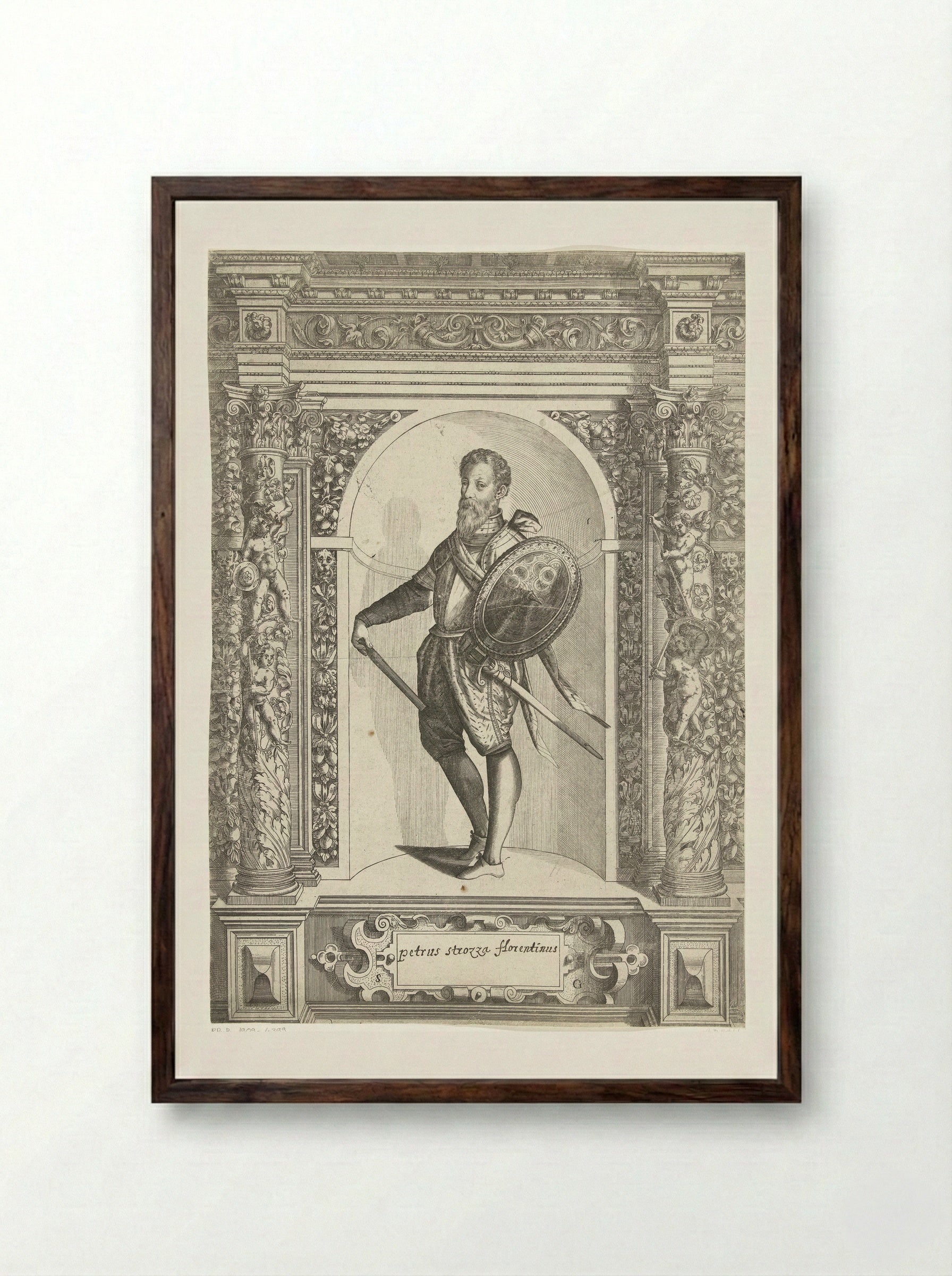Portrait of Pietro Strozzi - Dominicus Custos - Framed Print Dark Wood