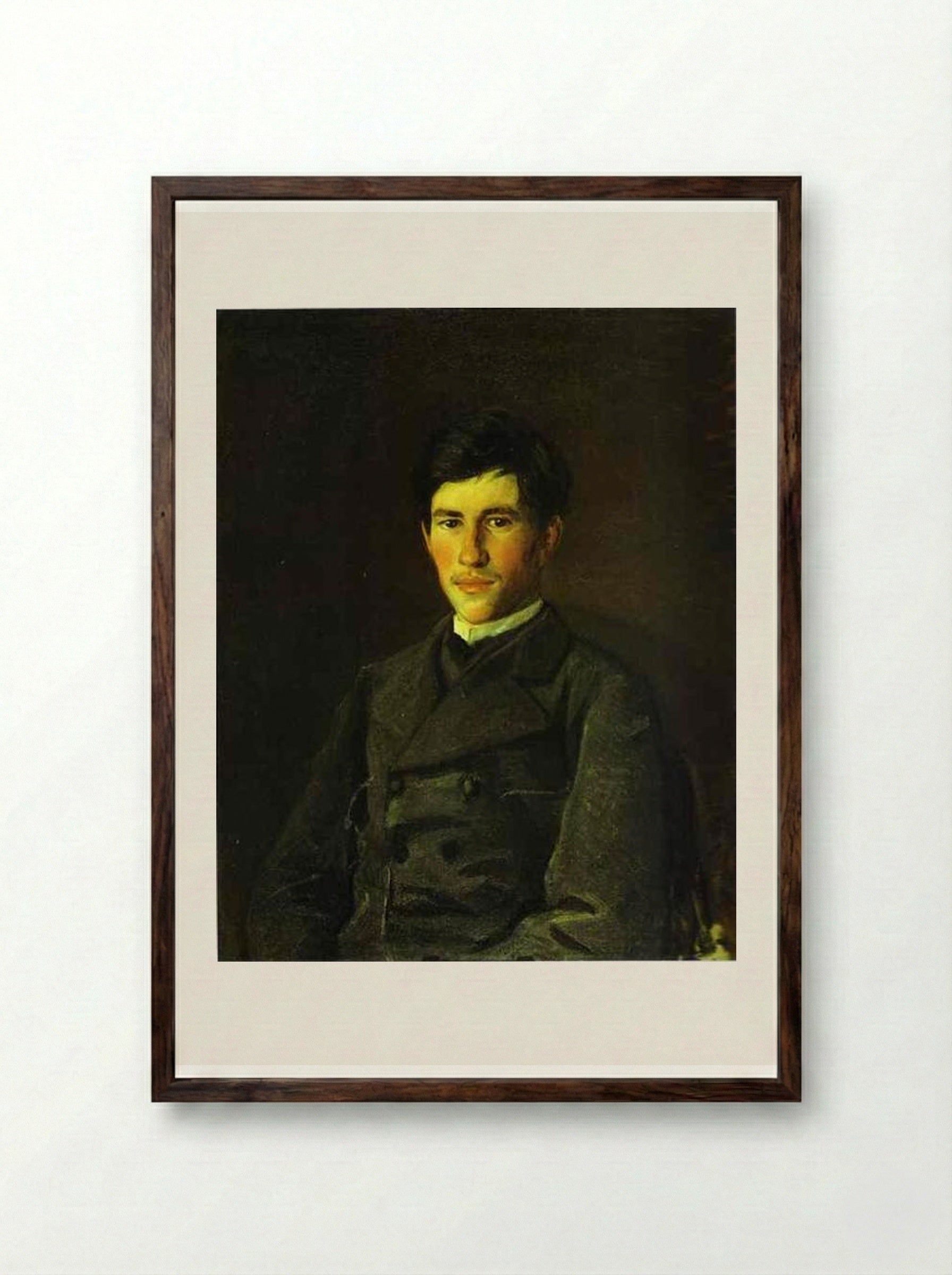 Portrait of Piotr Ge, the Artist's Son - Nikolai Ge - Framed Print Dark Wood