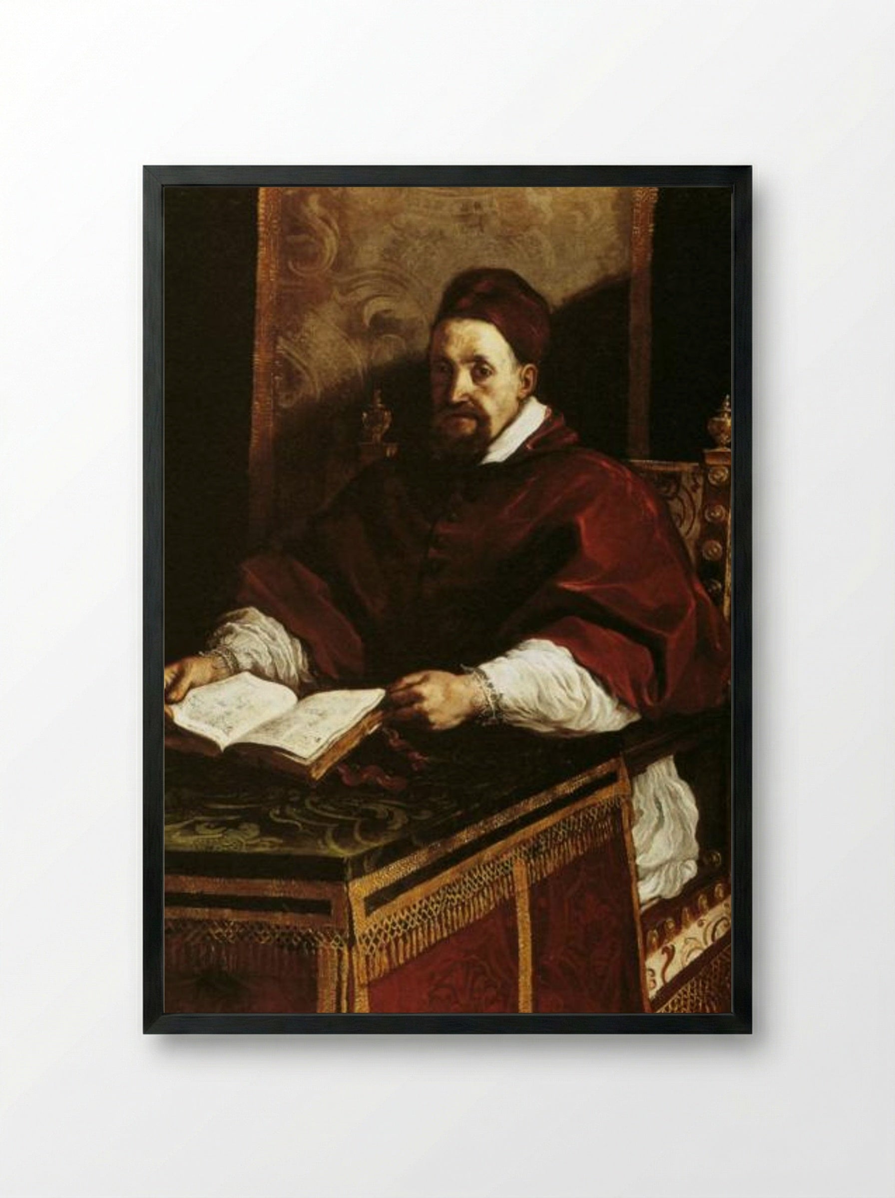 Portrait of Pope Gregory XV - Guercino - Framed Print Black