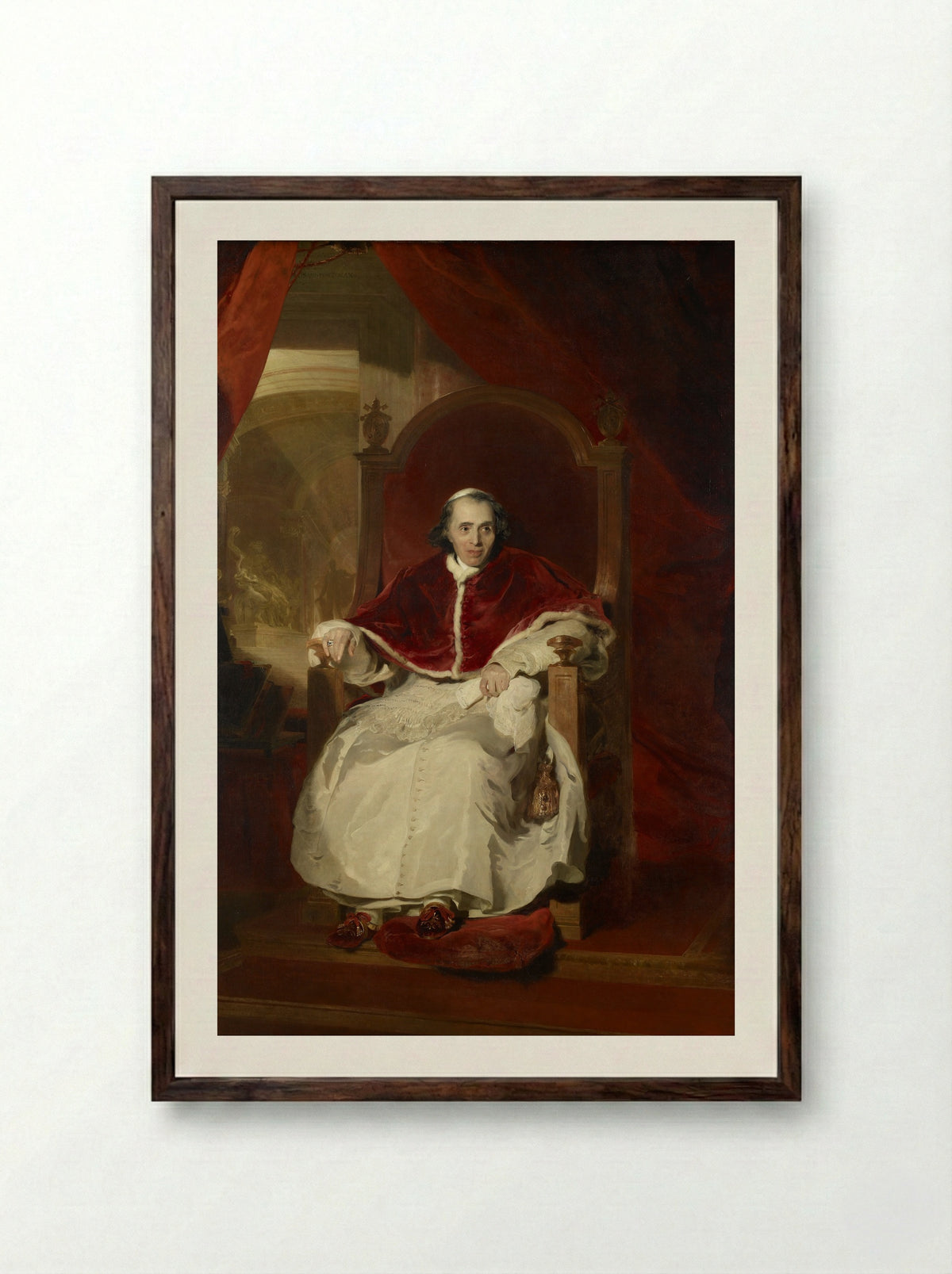 Portrait of Pope Pius VII - Sir Thomas Lawrence - Framed Print Dark Wood