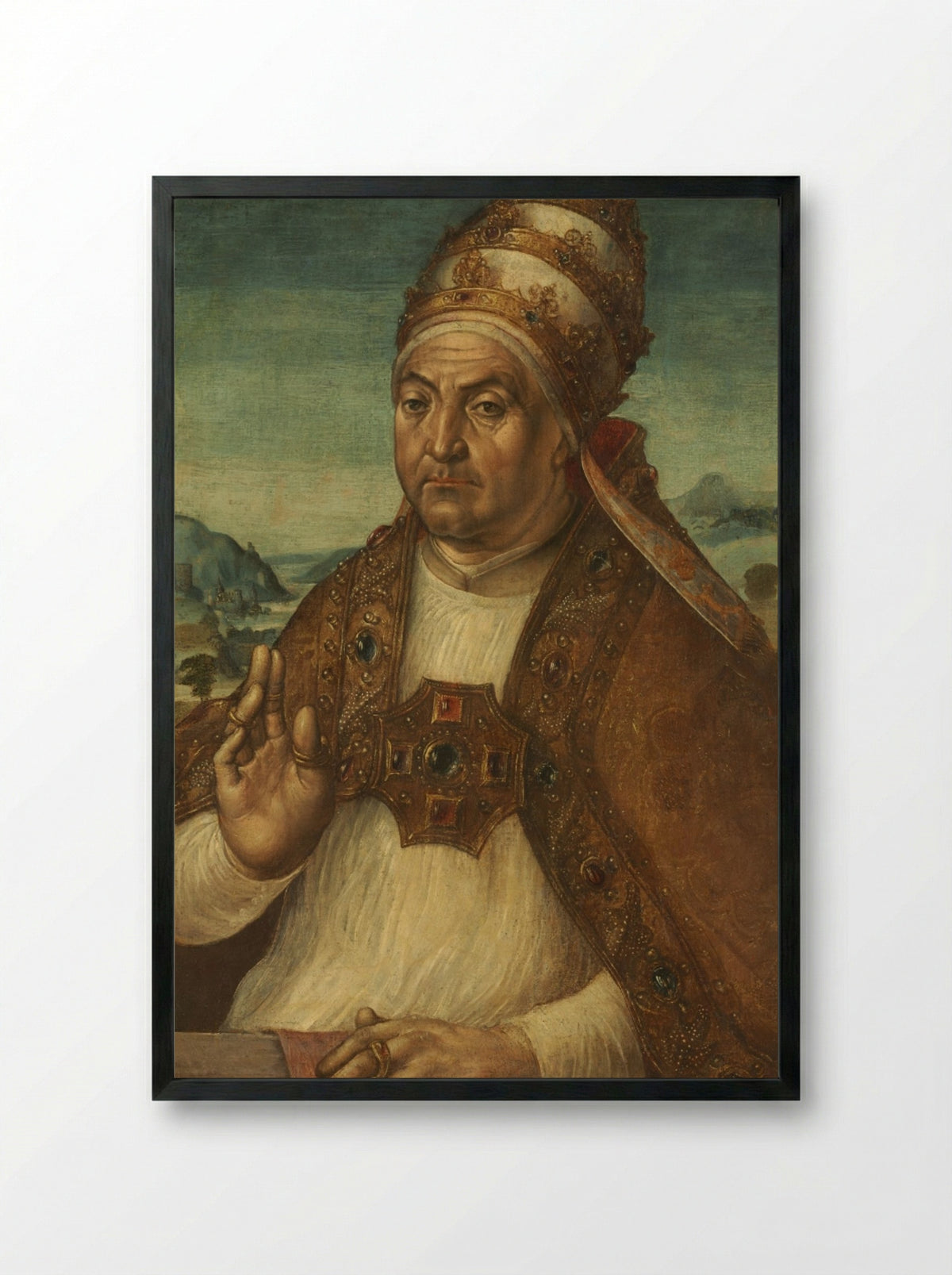 Portrait of Pope Sixtus IV della Rovere - Pedro Berruguete - Framed Print Black