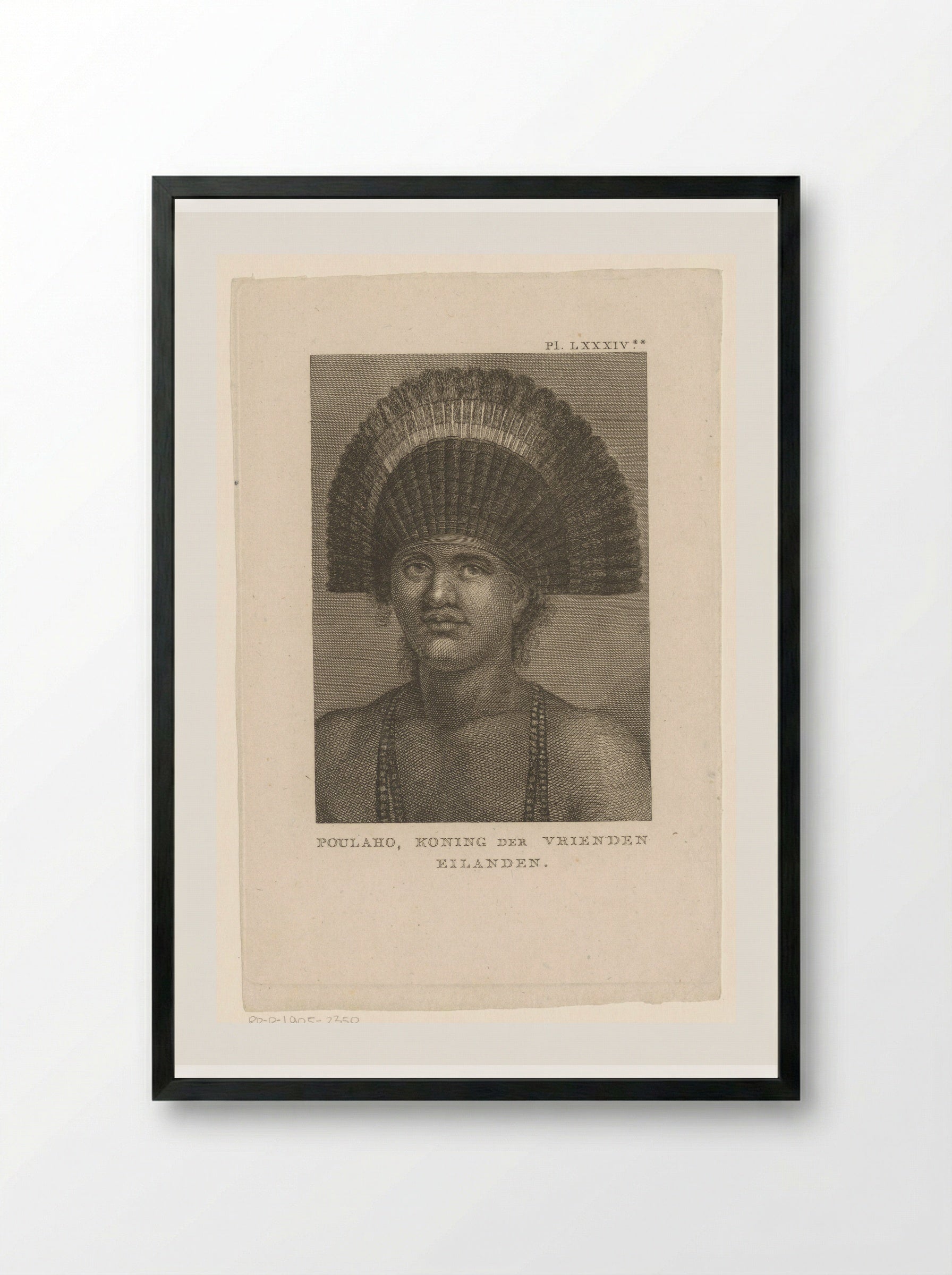 Portrait of Poulaho, King of Tonga - Fine Art Print - Framed Print Black