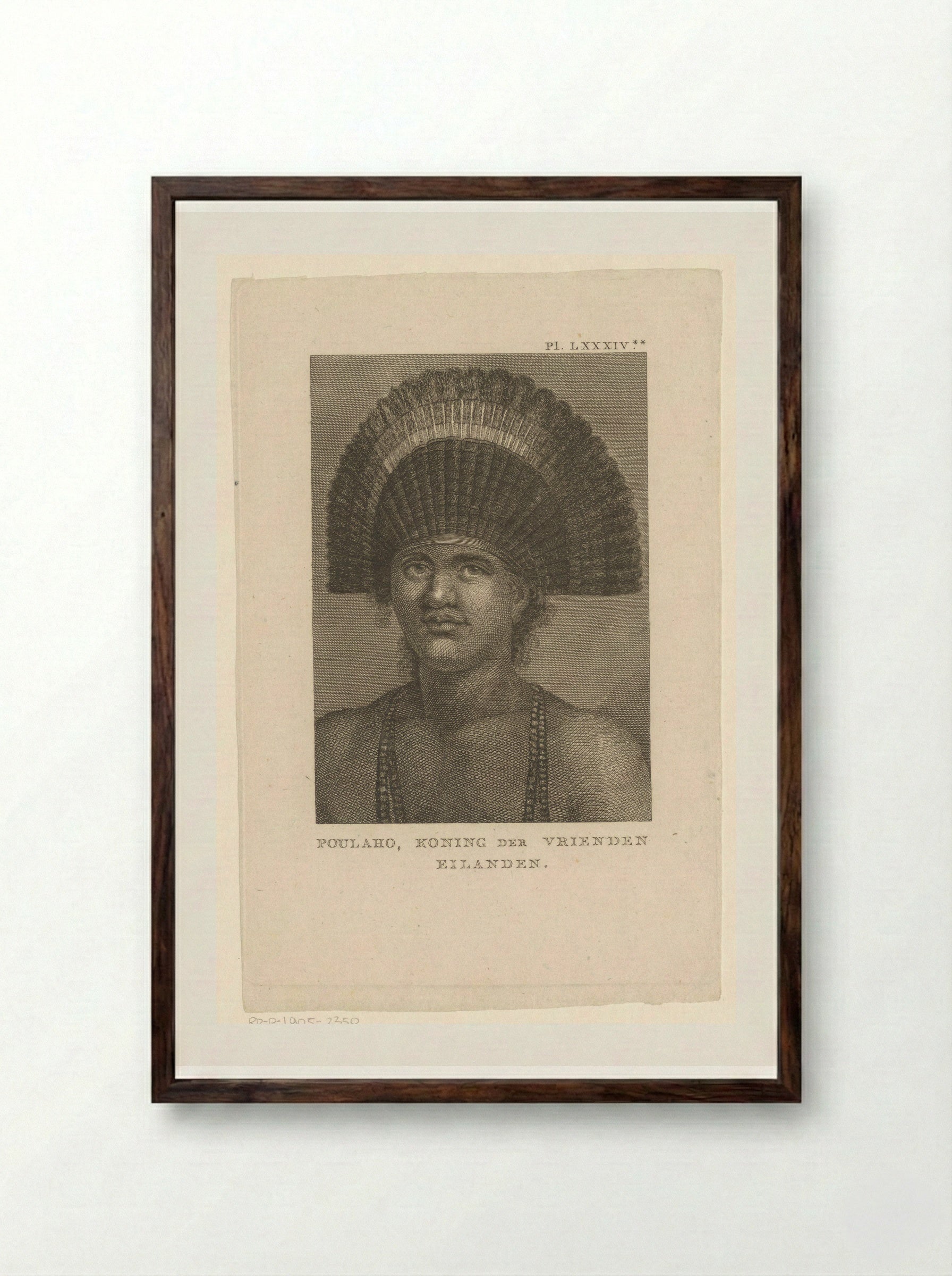 Portrait of Poulaho, King of Tonga - Fine Art Print - Framed Print Dark Wood