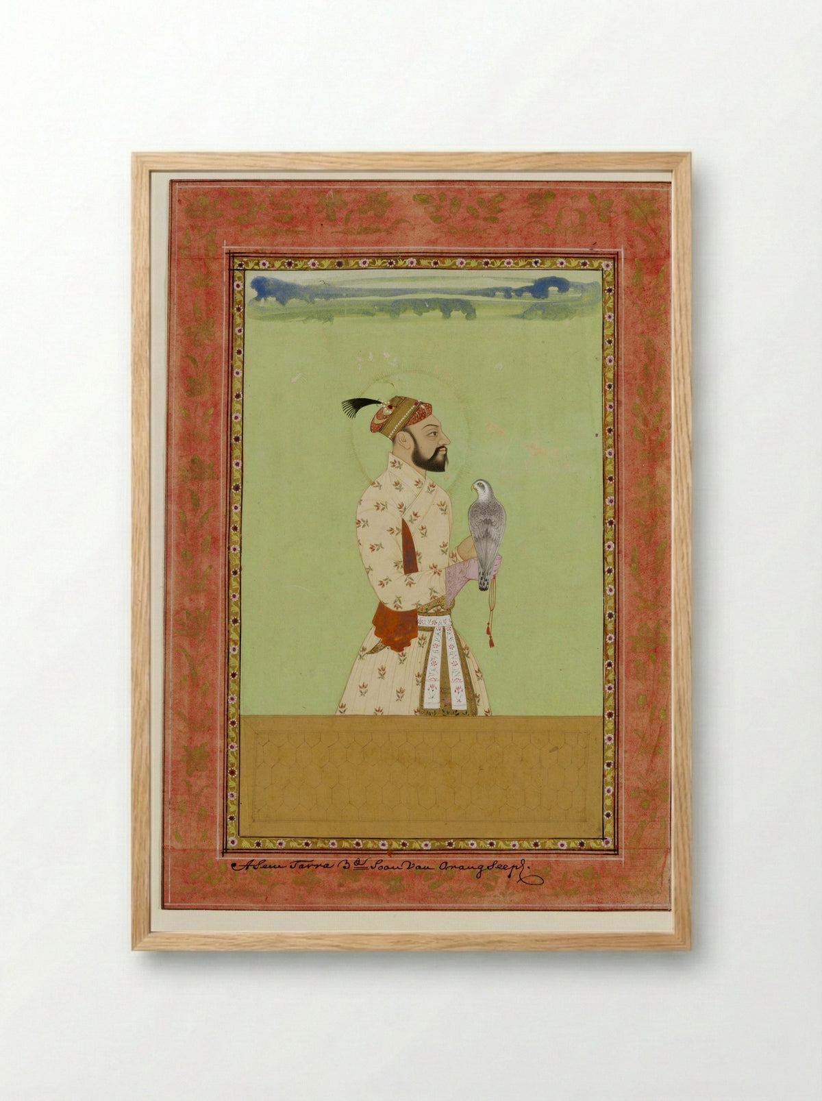 Portrait of Prince Azam Shah - Mughal School - Framed Print Wood