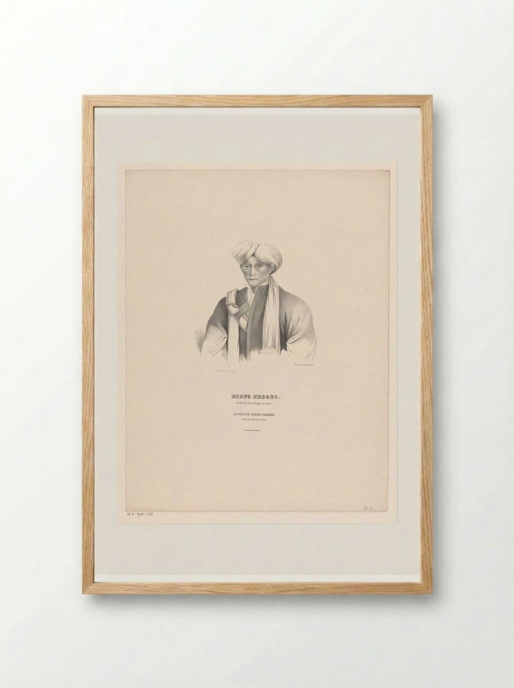 Portrait of Prince Diponegoro - Jean Augustin Daiwaille - Framed Print Wood