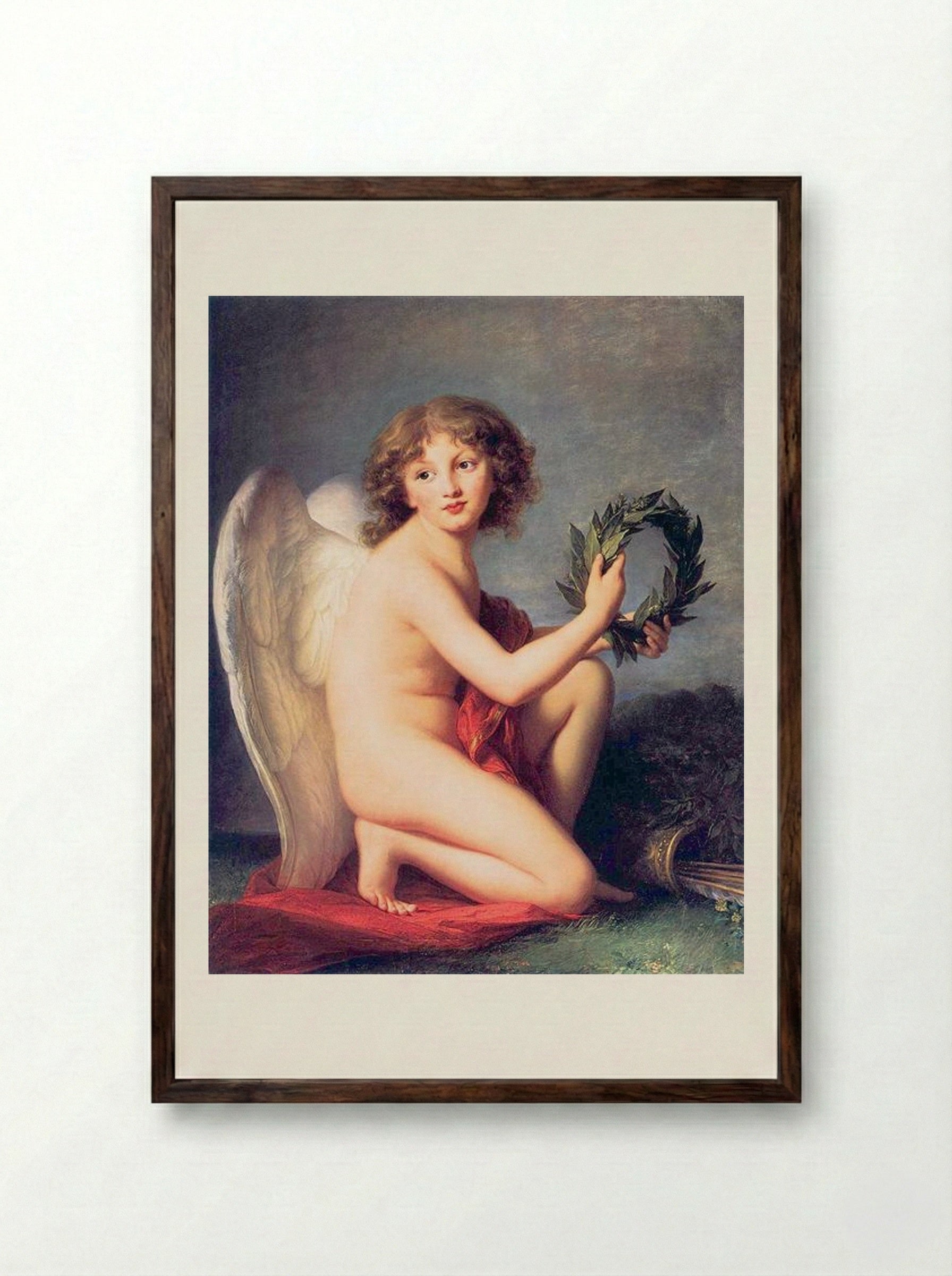 Portrait of Prince Henry Lubomirski as the Genius of Fame - Louise Elisabeth Vigée Le Brun - Framed Print Dark Wood