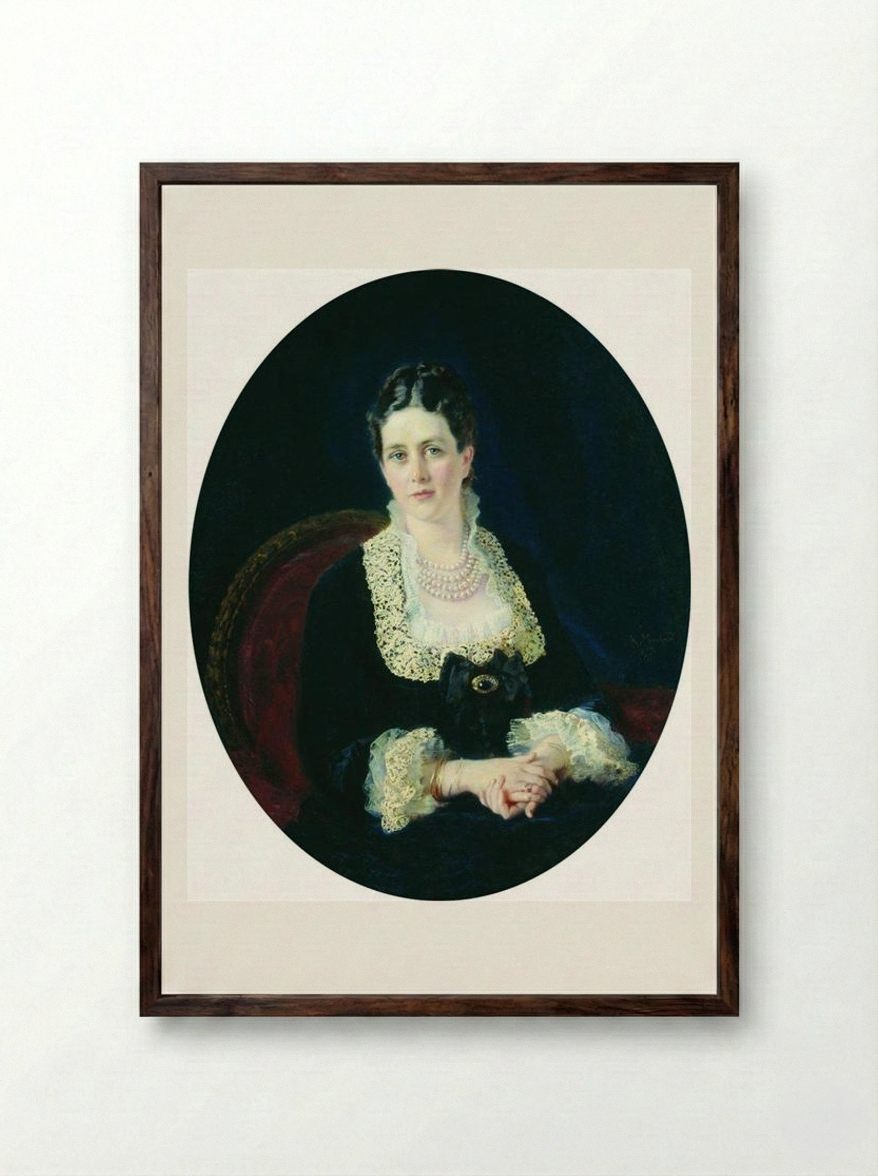 Portrait of Princess E. Sheremetiyeva - Konstantin Makovsky - Framed Print Dark Wood