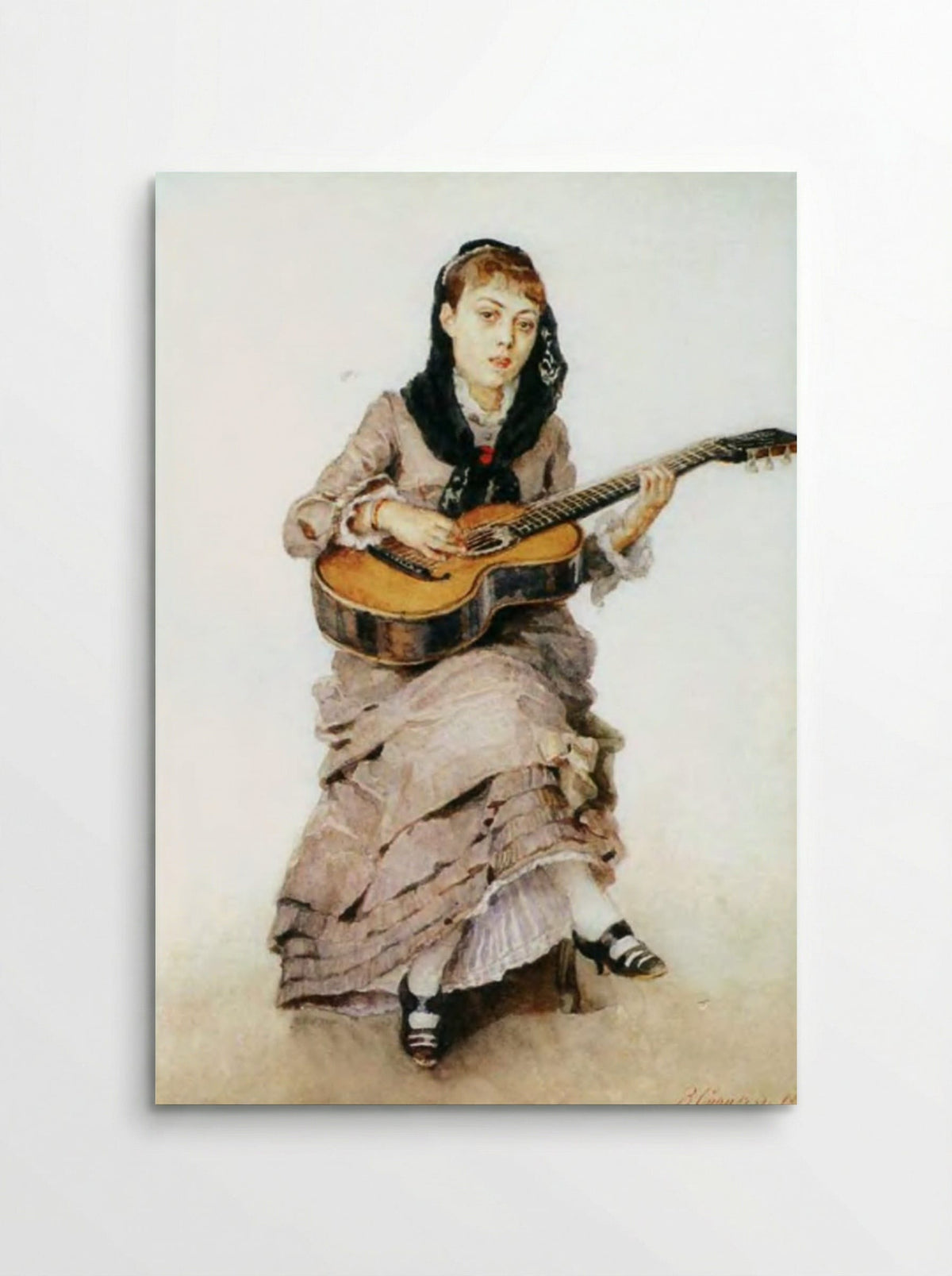Portrait of Princess S. A. Kropotkina with Guitar - Vasily Surikov - Poster