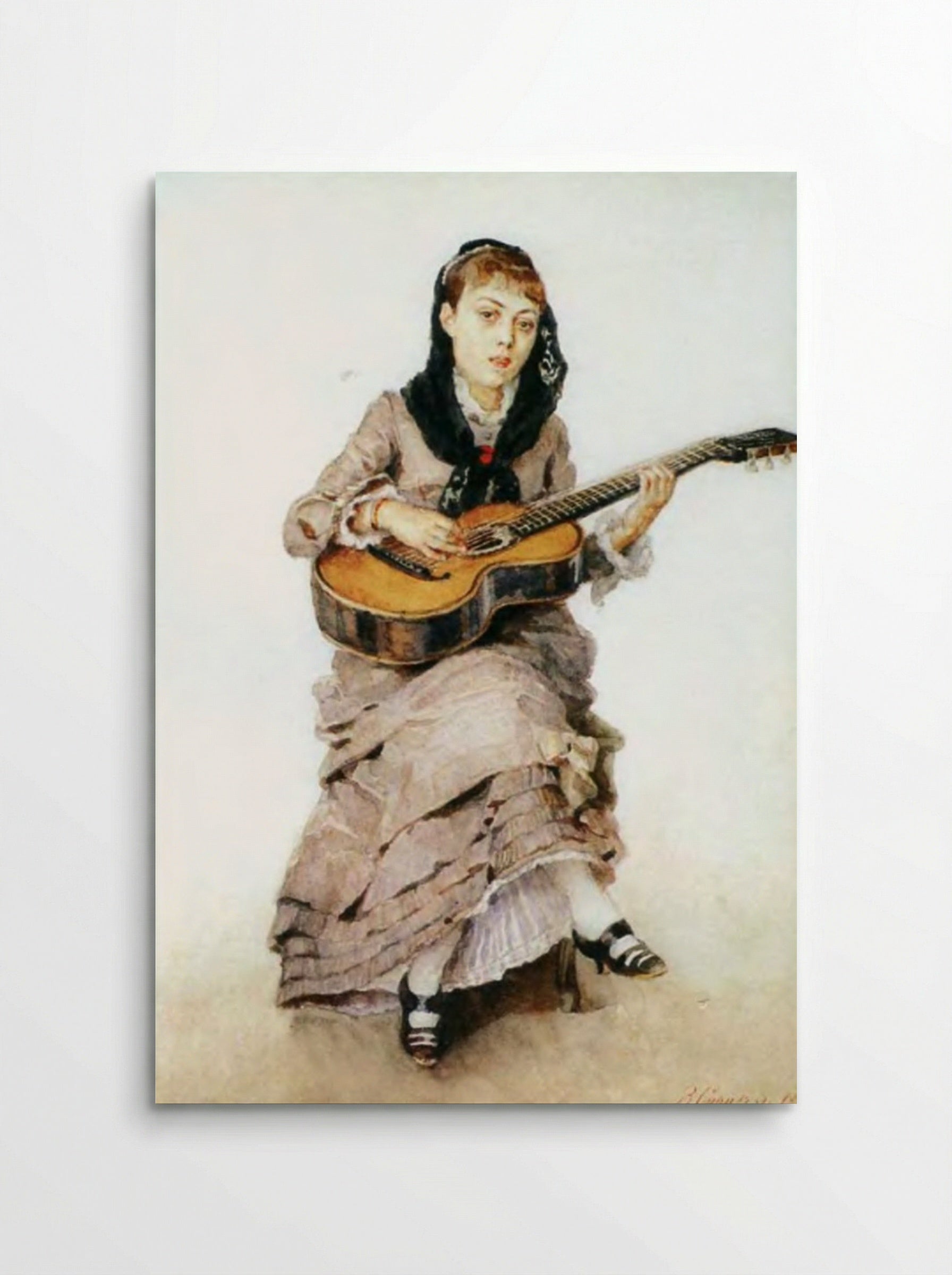 Portrait of Princess S. A. Kropotkina with Guitar - Vasily Surikov - Poster