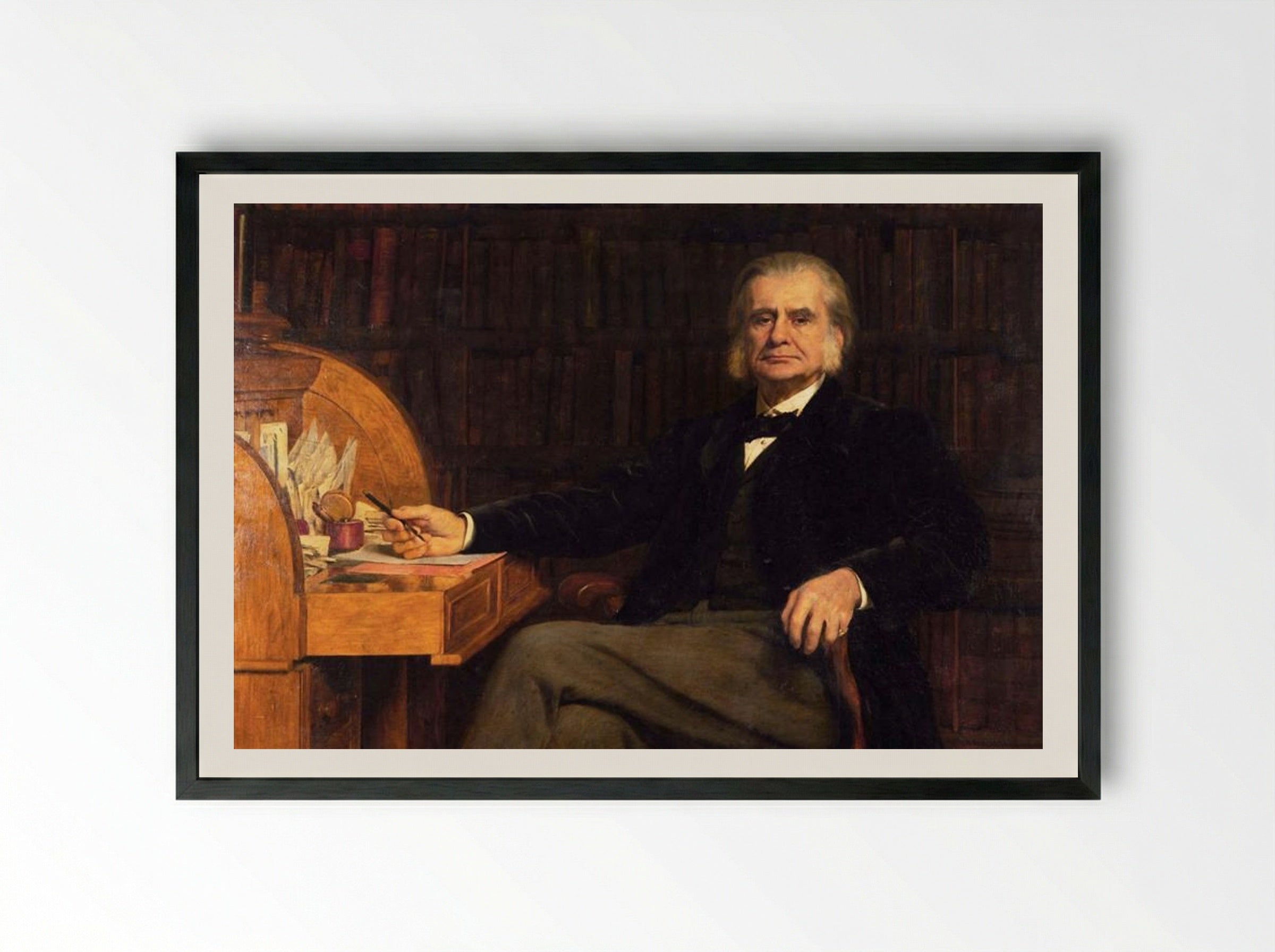 Portrait of Professor Thomas Henry Huxley - John Collier - Framed Print Black