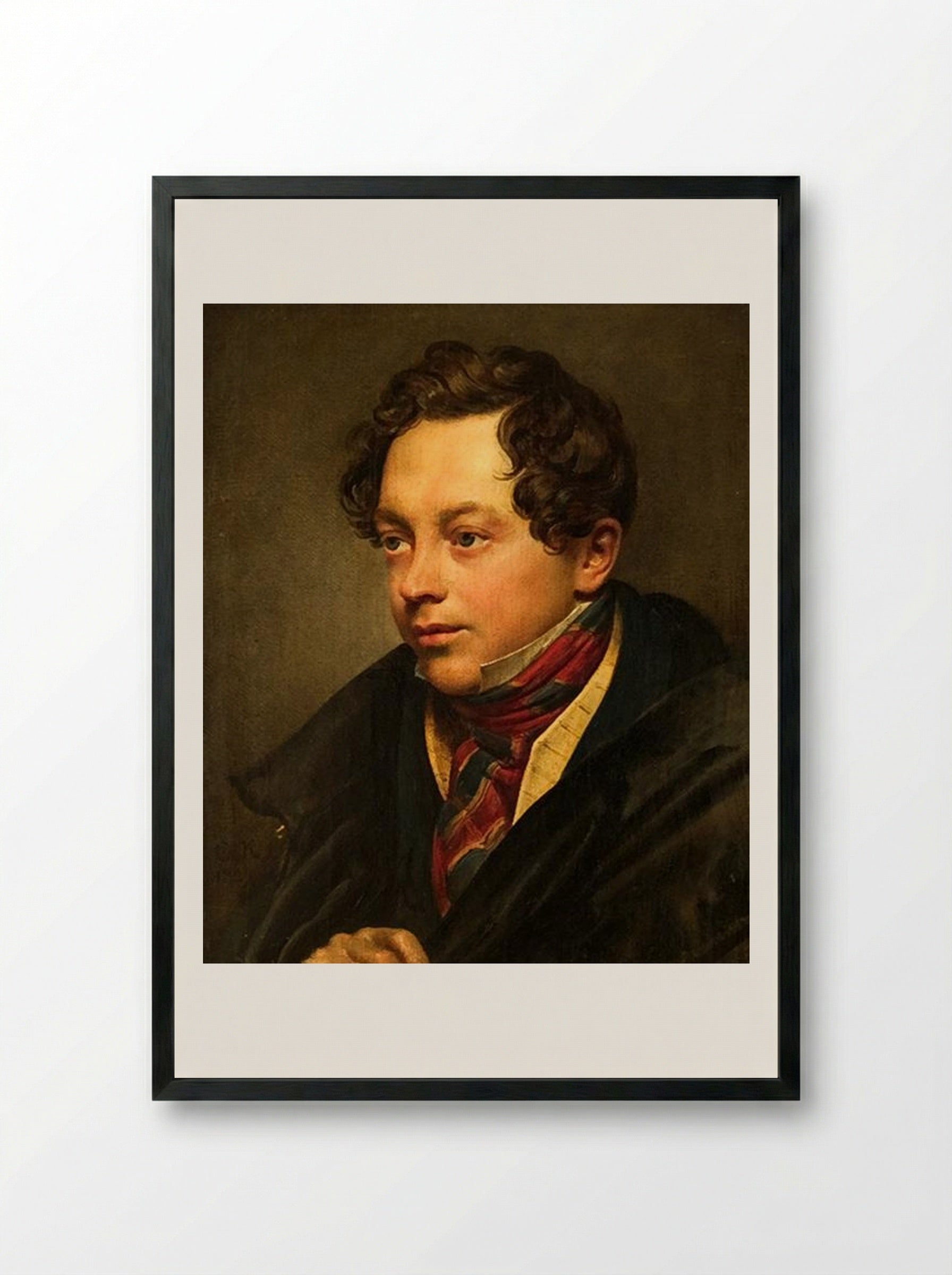 Portrait of Pyotr Basin - Orest Kiprensky - Framed Print Black
