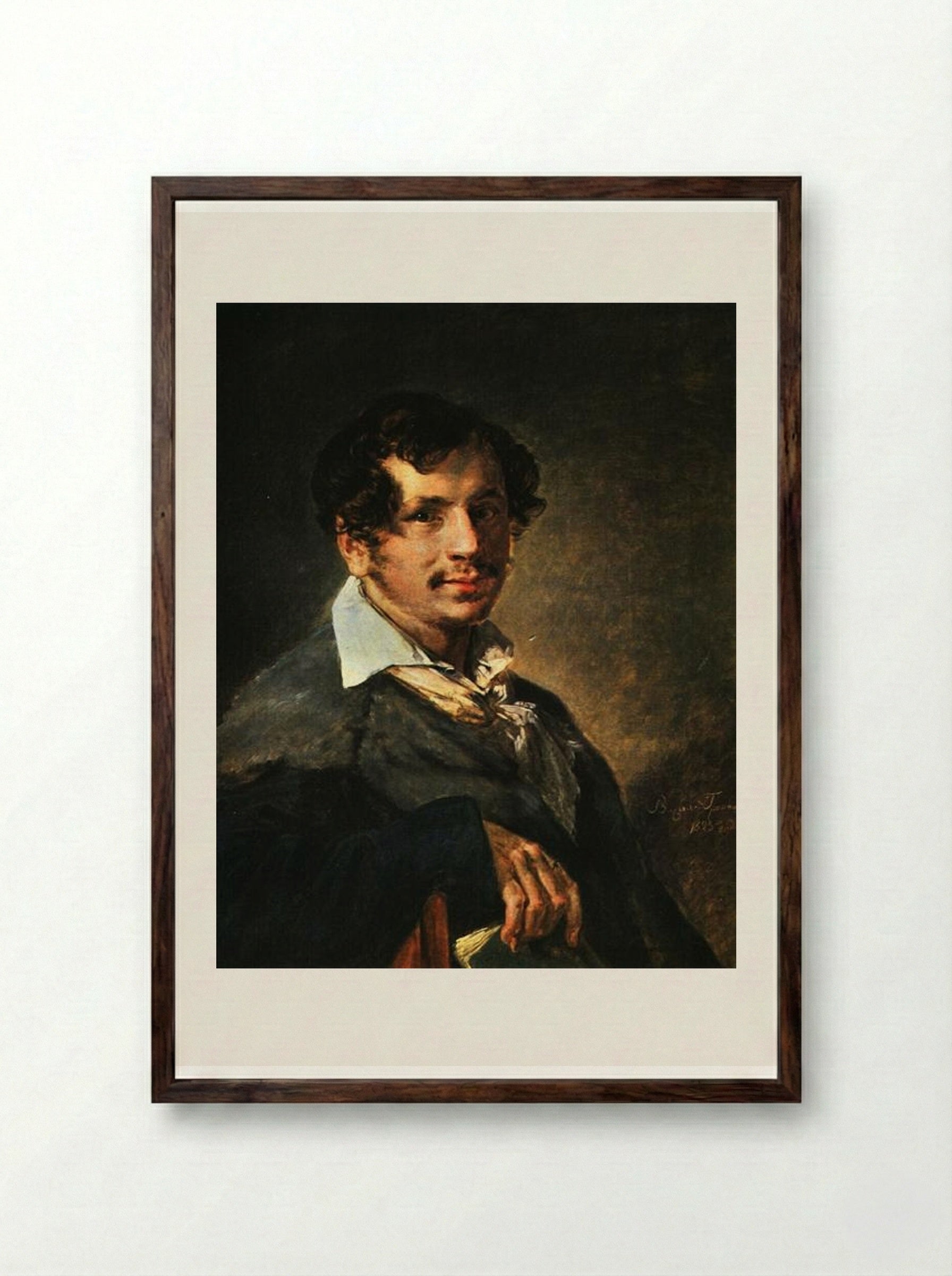 Portrait of Pyotr Bulakhov - Vasily Tropinin - Framed Print Dark Wood