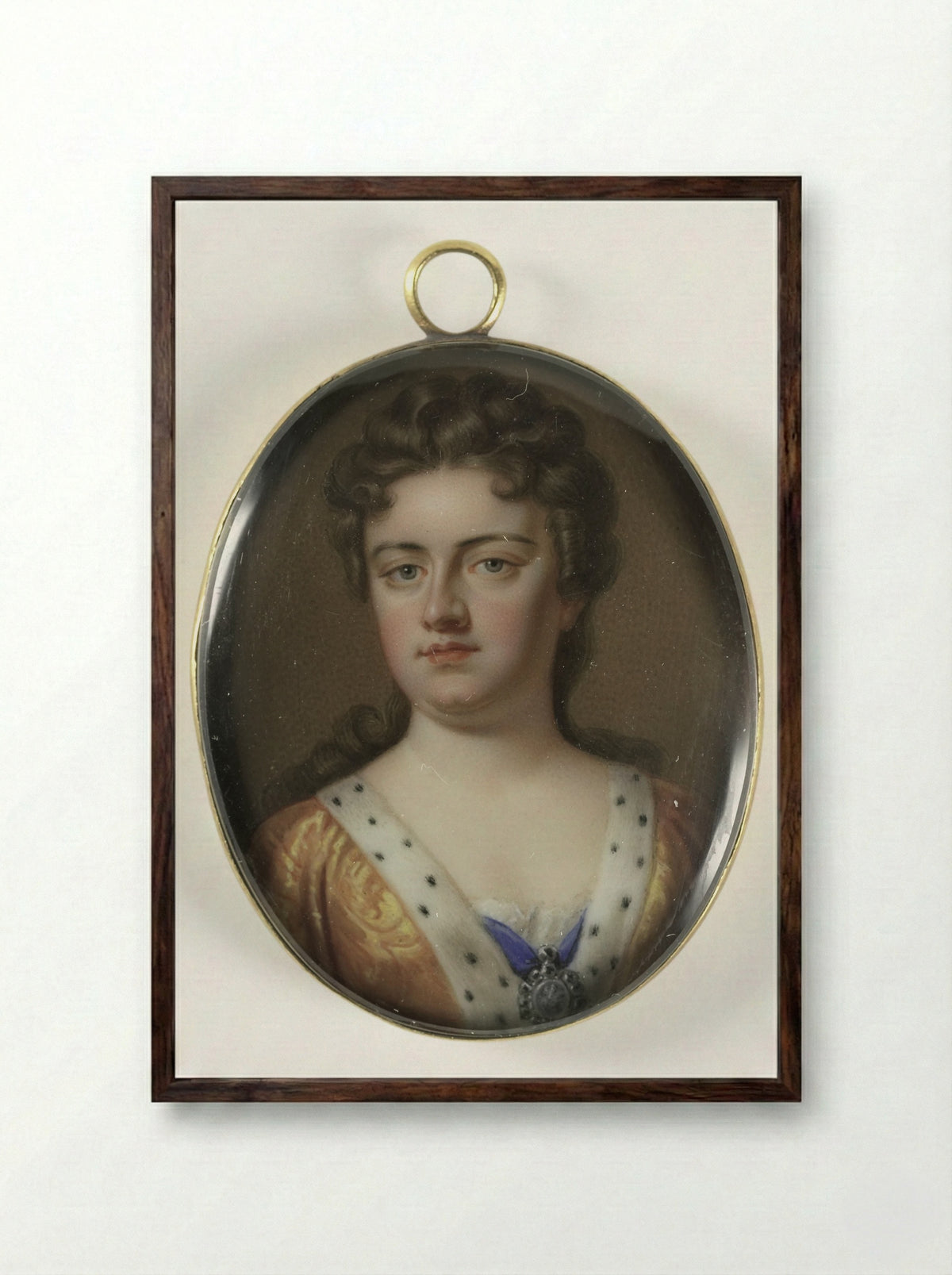 Portrait of Queen Anne - Charles Boit - Framed Print Dark Wood
